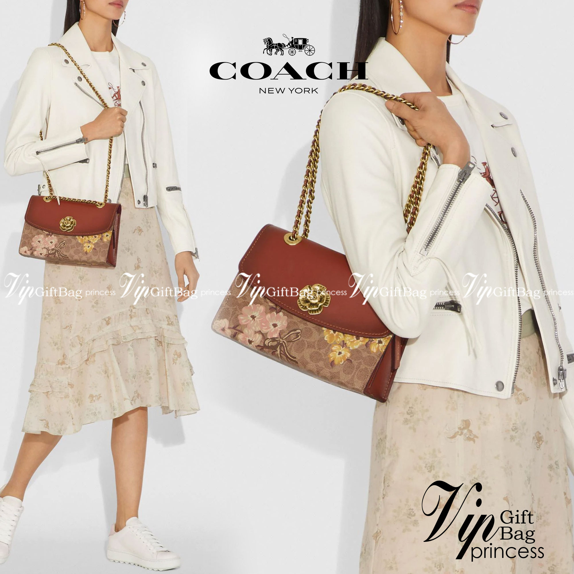 COACH 54649 PARKER IN SIGNATURE CANVAS WITH PRAIRIE FLORAL PRINT กลับมาอีกครั้ง!! กับไอเท็มสุดฮ็อต ที่สาวๆตามหากันนักหนา จัดมาแบบจุใจไปเลย ความสวยแซ่บไม่ต้องพูดเยอะ วัสดุหนังแคนวาสสลับหนังเรียบสวยคม พร้อมดีไซน์ลายดอกไม้โดดเด่น เปิด-ปิดง่ายด้วยตัวบิดล็อค ภ