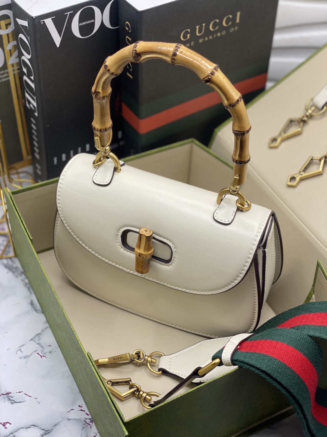 หนังแท้ Gucci Bamboo 1947 small top handle bag พร้อมส่งที่ไทย