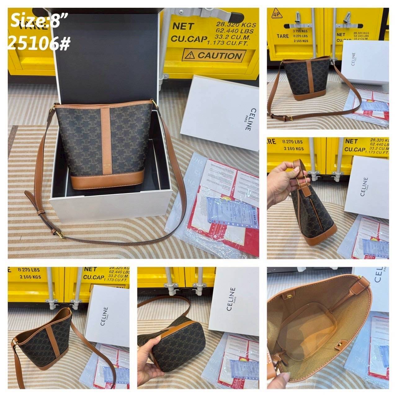 Celine bucket bag in Triomphe canvas and leather / Celine Tote Bag 6" 8" 9.5" กระเป๋าสะพายทรงบัคเก็ต โท้ทรุ่นแรกของแบรนด์ที่ได้รับความนิยมมากที่สุด ควรมีติดตู้ไว้เลย ดีไซน์สวยคลาสสิคไม่มีเอาท์