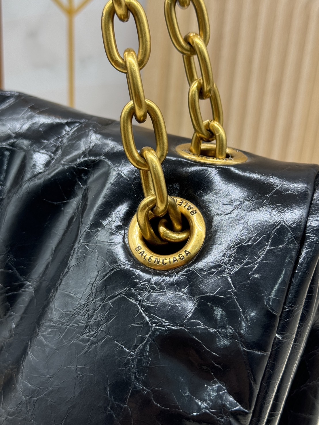 Balenciaga MONACO SMALL CHAIN BAG IN BLACK 28cm กระเป๋าทรงโท้ทใบใหญ่ งานหนังยับสวยเต็มใบ เกรดออริ สลับแท้ 1:1 ใช้งานต่างประเทศได้