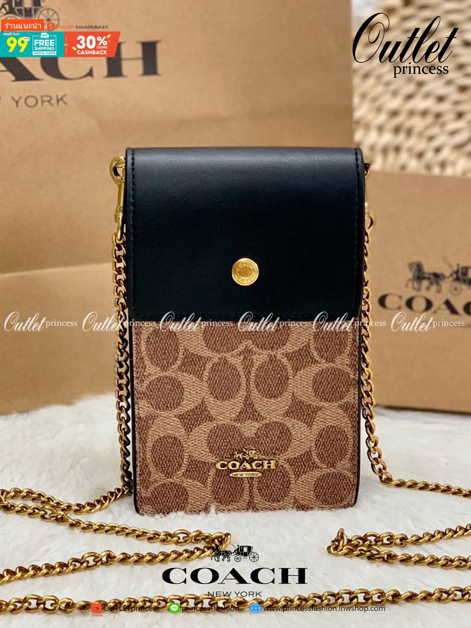 COACH PHONE CASE CROSSBODY BAG ((73486//76988//76357//39955//91046)) COACH NORTH/SOUTH CROSSBODY IN SIGNATURE CANVAS กระเป๋าใส่โทรศัพท์รุ่นนี้ มีความโดดเด่นทั้งดีไซน์และคุณสมบัติในการใช้งาน ด้วยลวดลายที่มีซิกเนเจอร์เป็นเอกลักษณ์แล้ว ด้านหลังยังมีช่องใส่กา