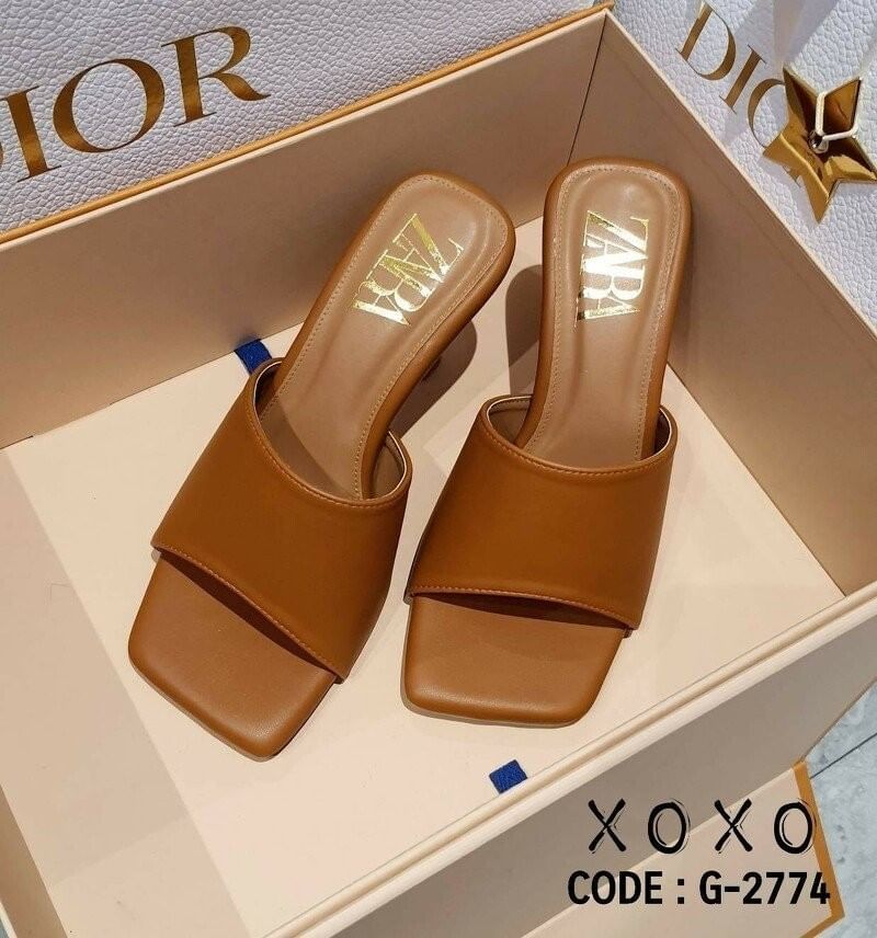 ZARA Mid Heel รองเท้าส้นกลาง 3.5 นิ้ว งานสวม ส้นเข็ม สวย เรียบหรู ใส่สบาย แมทส์ชุดง่าย น้ำหนักเบา วัสดุหนัง PU