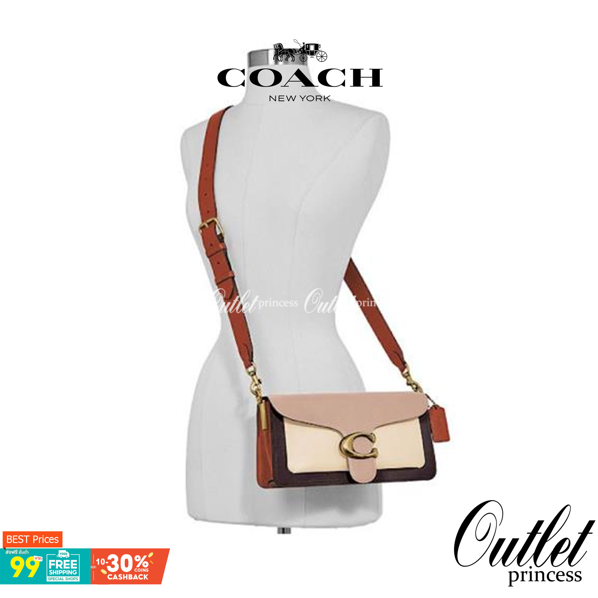 Coach Tabby Shoulder bag Coach Colorblock Tabby Shoulder Bag 26 Taupe Ginger Multi/gold 76105 ให้ลุคเก๋ ๆ ด้วยสีและลวดลายคลาสสิกตามแบบฉบับสาว Coach กระเป๋าสะพายไหล่สุดคลาสสิกรุ่นนี้ เป็นรูปทรงสี่เหลี่ยมผืนผ้าที่เข้าได้กับสาว ๆ ทุกสไตล์ หมุดสำหรับเปิดปิดกร