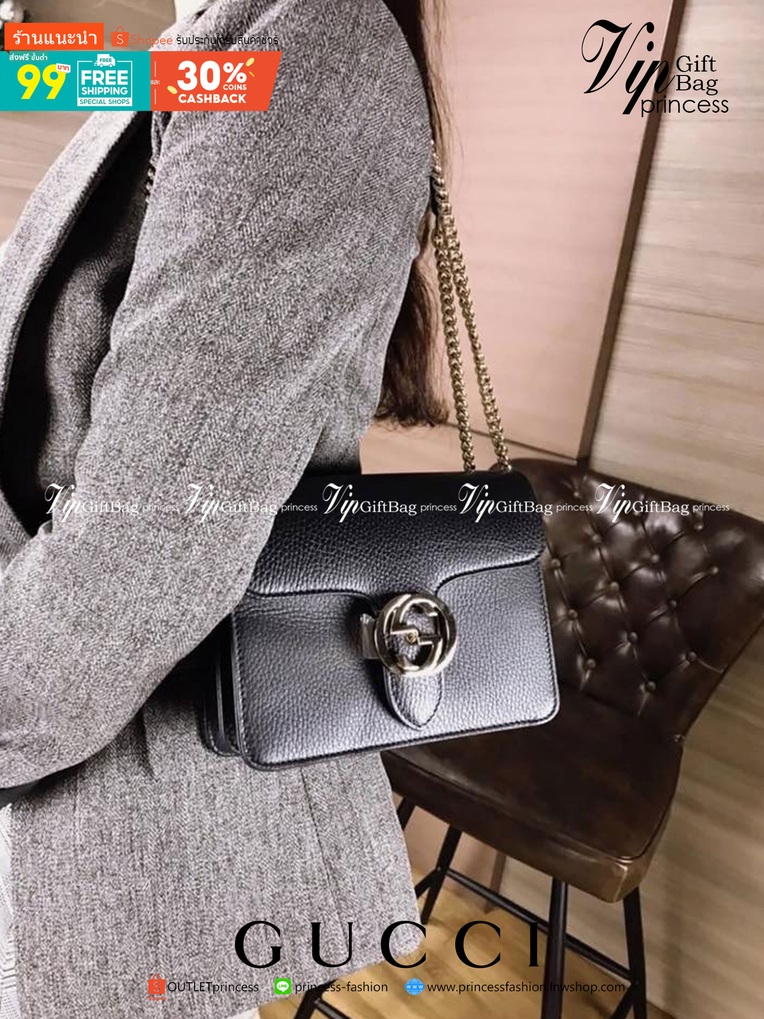VIP GIFT 】หนังแท้ GUCCI Interlocking G Shoulder Bag กระเป๋าสะพายไหล่/ข้าง ดีไซน์ได้อย่างมีสไตล์ ดูมีสเน่ห์ด้วยโทนสีดำสุดคลาสสิก ใบนี้แมทช์ได้กับทุกลุค เท่ๆ casual หรูหรา มีช่องแบ่งสัดส่วนสวยงาม สาวๆขี้เบื่อขอแนะนำใบนี้เลยจ้า ลูกเล่นเยอะมาก เปลี่ยนสไตล์ได้