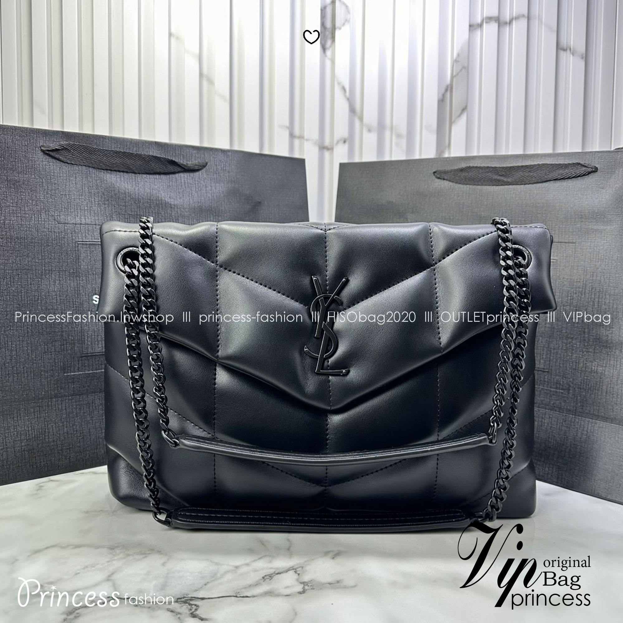 ORI หนังแท้ | 32cm YSL PUFFER Medium in Nappa leather กระเป๋าสะพายรุ่นยอดนิยม ทรงสวย ใช้ได้บ่อยไม่มีเบื่อ วัสดุหนังสัมผัสนิ่มมือ ดีไซน์เรียบหรู ดูแพง สะพายได้หลากหลาย