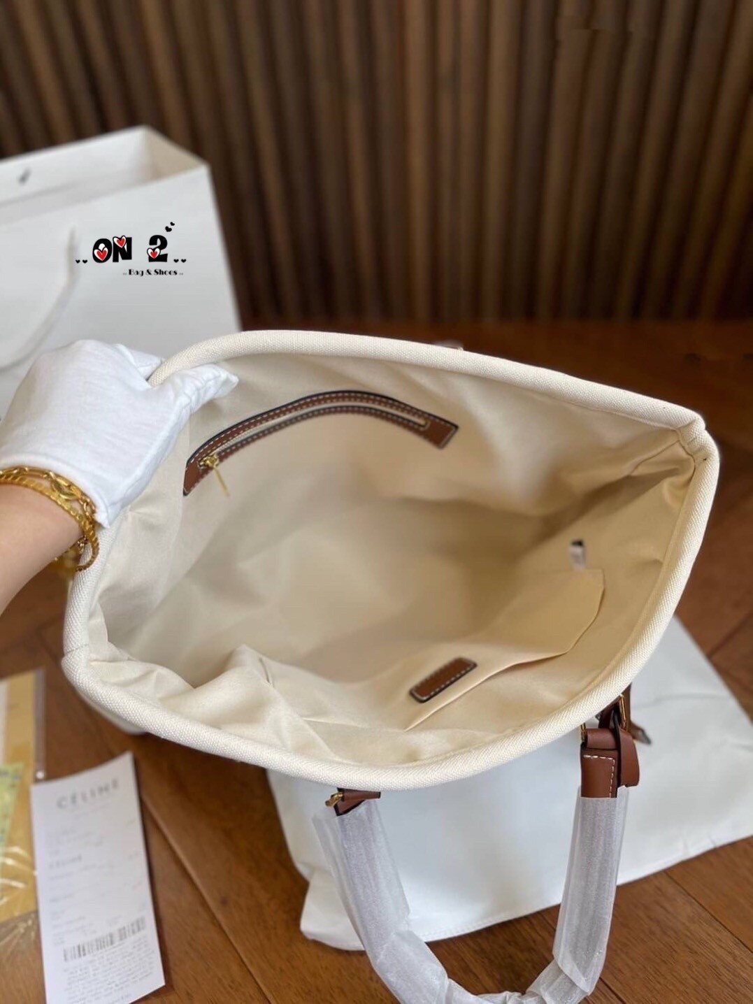 CELINE TOTE BAG / Celine Horizontal Cabas in Canvas with Celine print and calfskin 16" ไอเท็มสุดคิ้วท์ งานผ้าแคนวาสทรงชอปปิ้ง ตะเข็บสวย ปั๊มอะไหล่ ดีไซน์ทรง Shopping