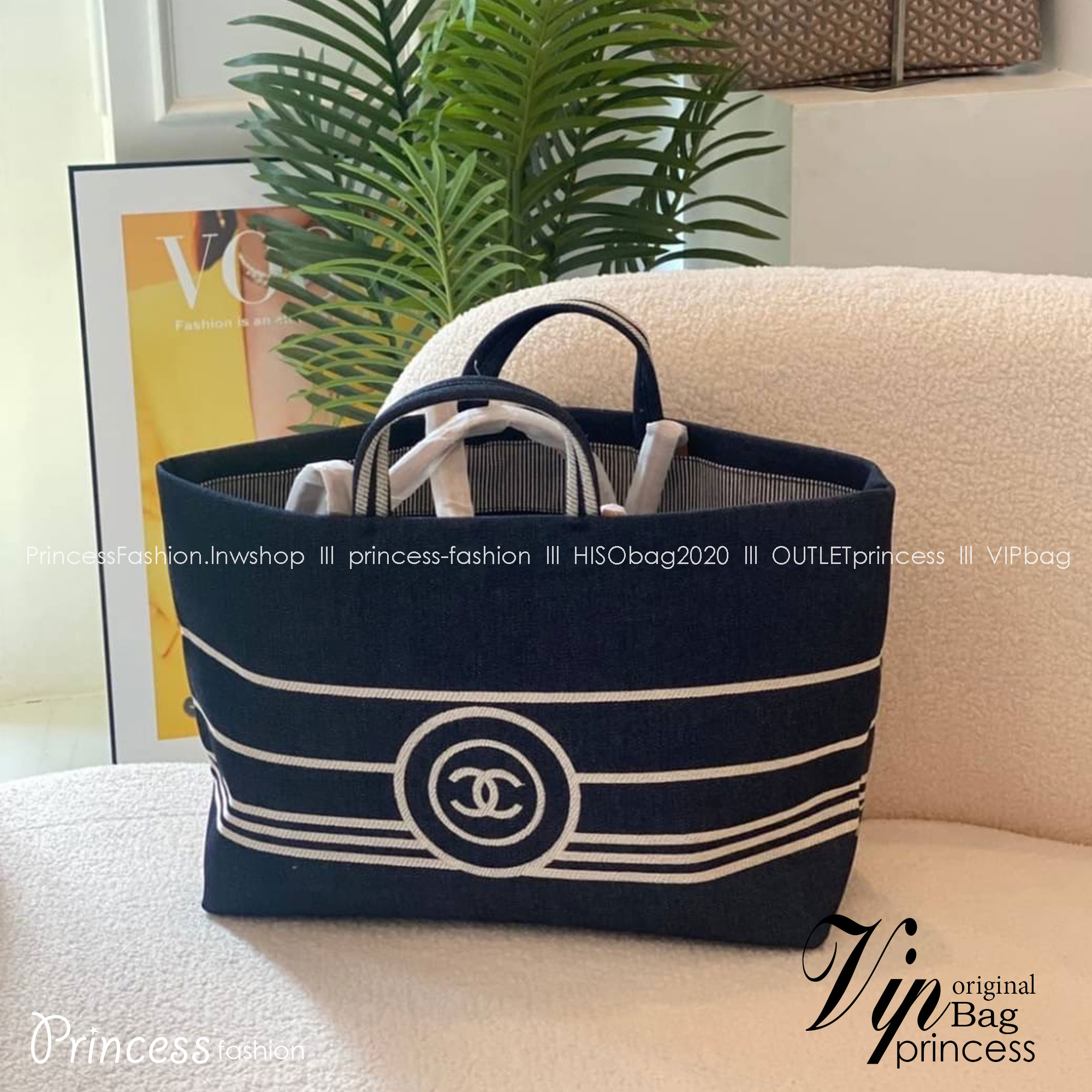 CHANEL Denim 2way Tote Bag / Chanel COCO Mark 2way Shoulder Tote Bag / Chanel shopping tote กระเป๋าทรงโท้ทช็อปปิ้ง จุของได้เยอะงานเกรดออริจินอล 1:1 สลับแท้