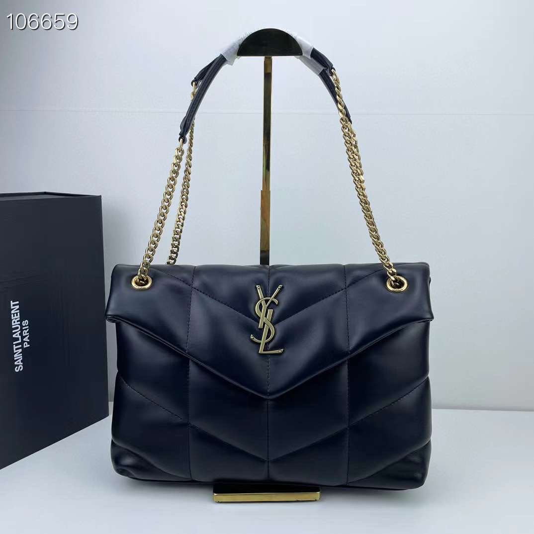 YSL YSL PUFFER SMALL IN NAPPA LEATHER 28cm กระเป๋าสะพาย เกรดหนังสวยเต็มใบ เกรดออริ 1:1 ใช้งานต่างประเทศได้