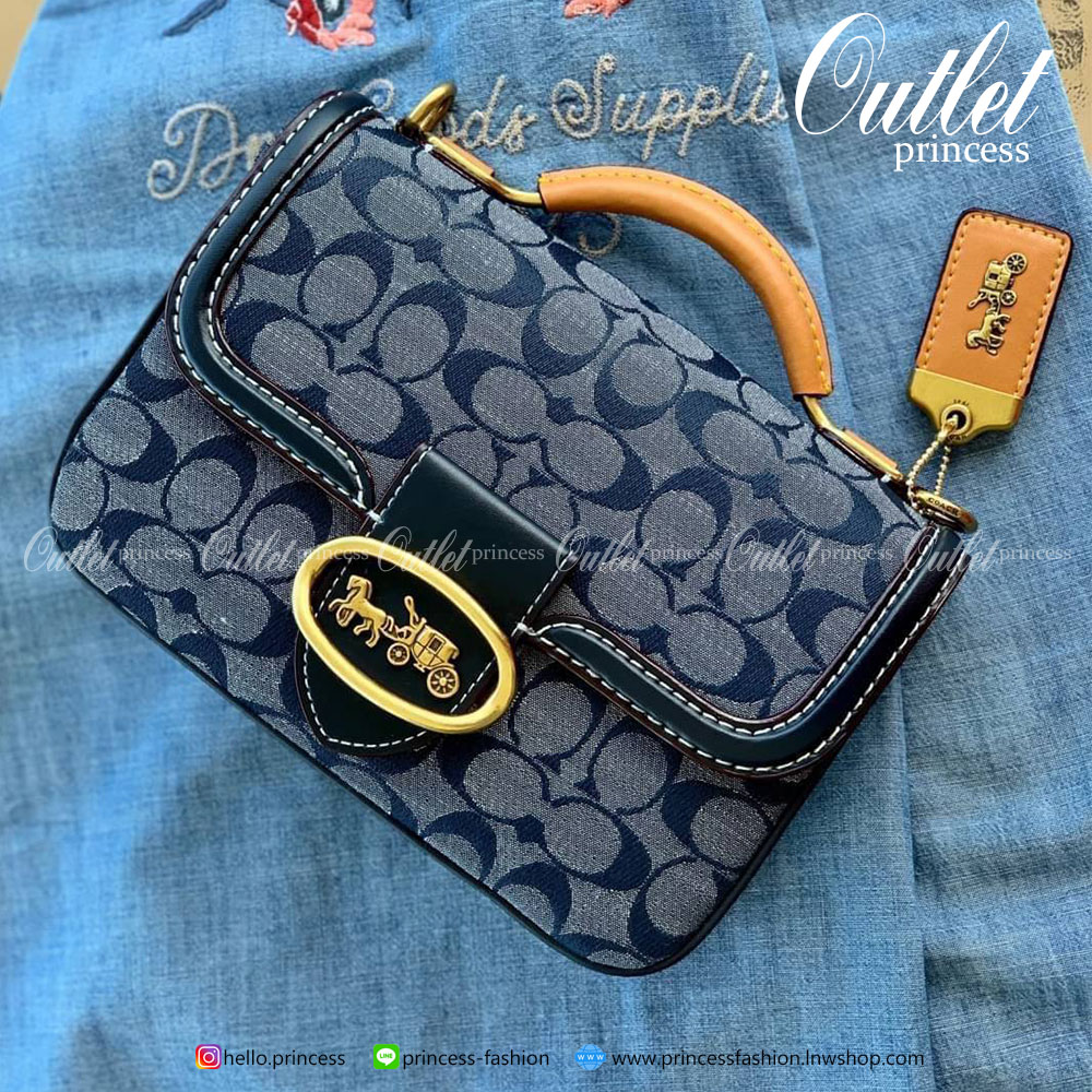 COACH RILEY TOP HANDLE 22 IN SIGNATURE CHAMBRAY