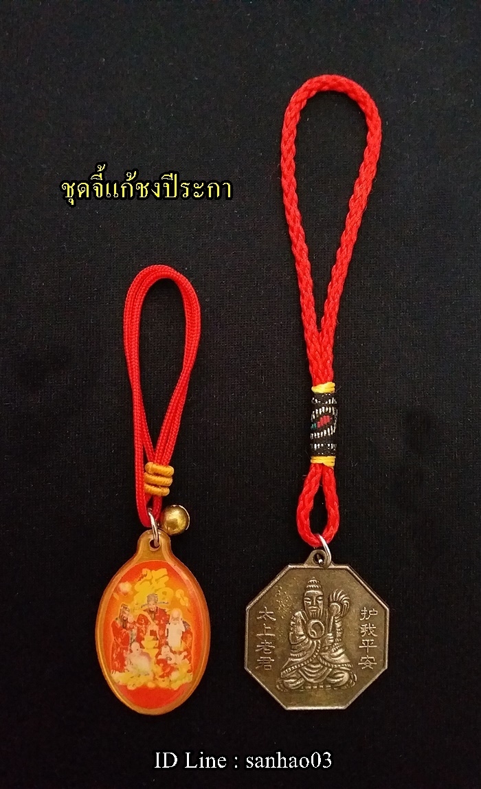ชุดจี้ล็อกเก็ตภาพฮกลกซิ่วและจี้เหรียญเทพไท้ส่วยเอี้ย แก้ชงปีระกา ชง50% ปี2563ค่ะ