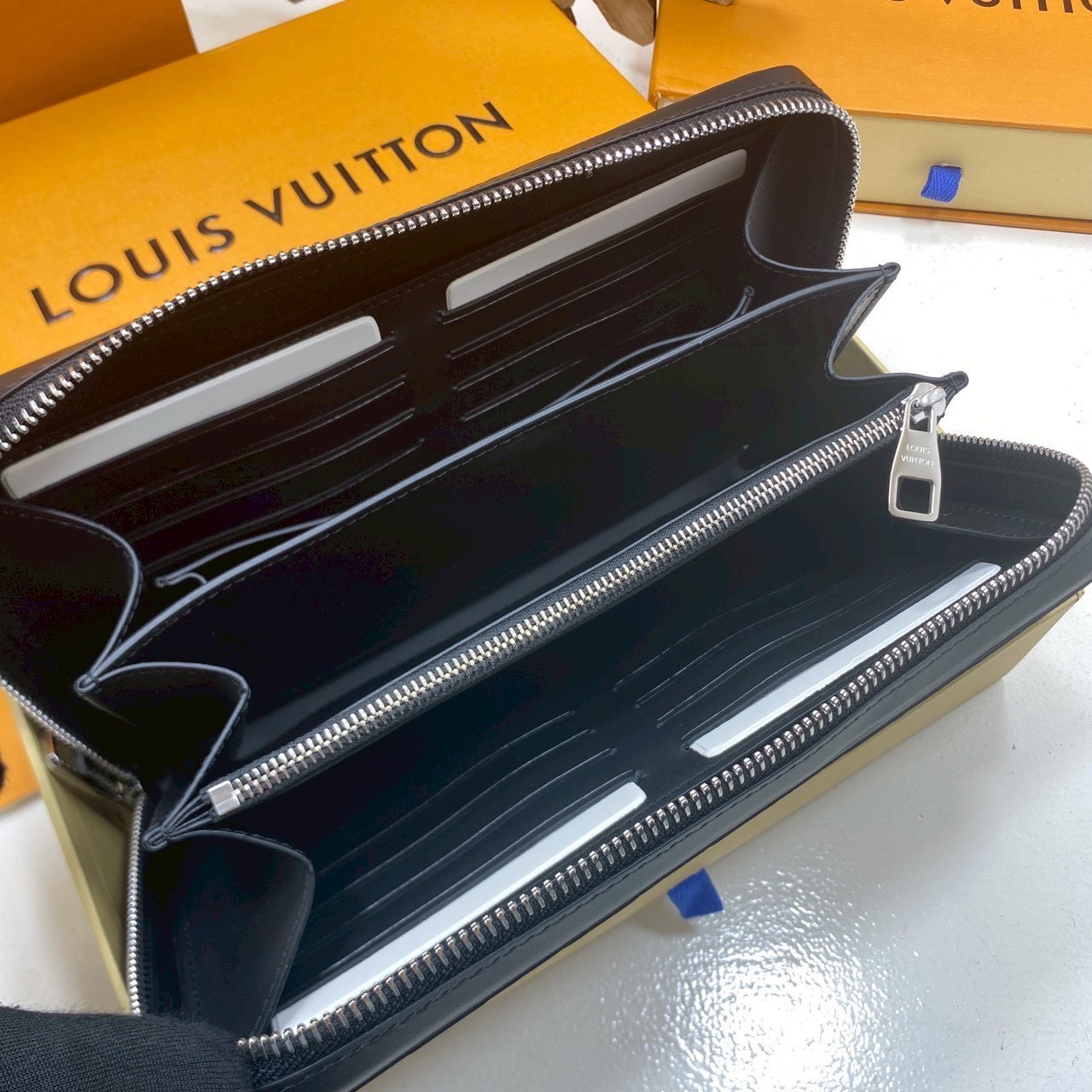 ORI หนังแท้ | LV Zippy XL Wallet Damier Infini Leather กระเป๋าสตางค์กึ่งพอชใบใหญ่ ซิปรอบพร้อมหูจับ สะดวกใช้งาน สีดำคลาสสิก งานหนังแท้ปั้มนูนสวยเด่นเป็นเเอกลักษณ์