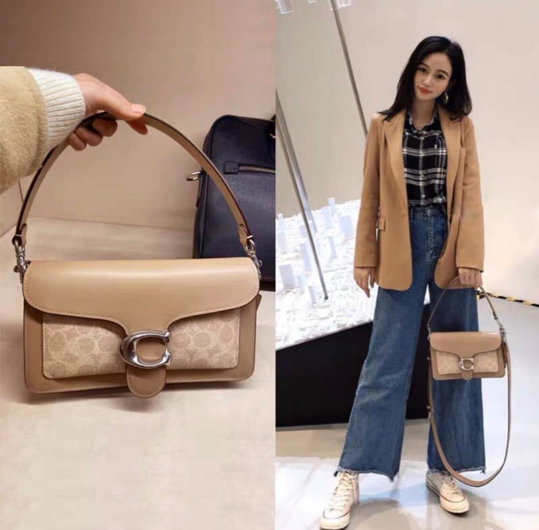 ของแท้ 💯% COACH Coach tabby convenience shoulder bag crossbody Product Details Polished pebble leather Inside zip BEIGE