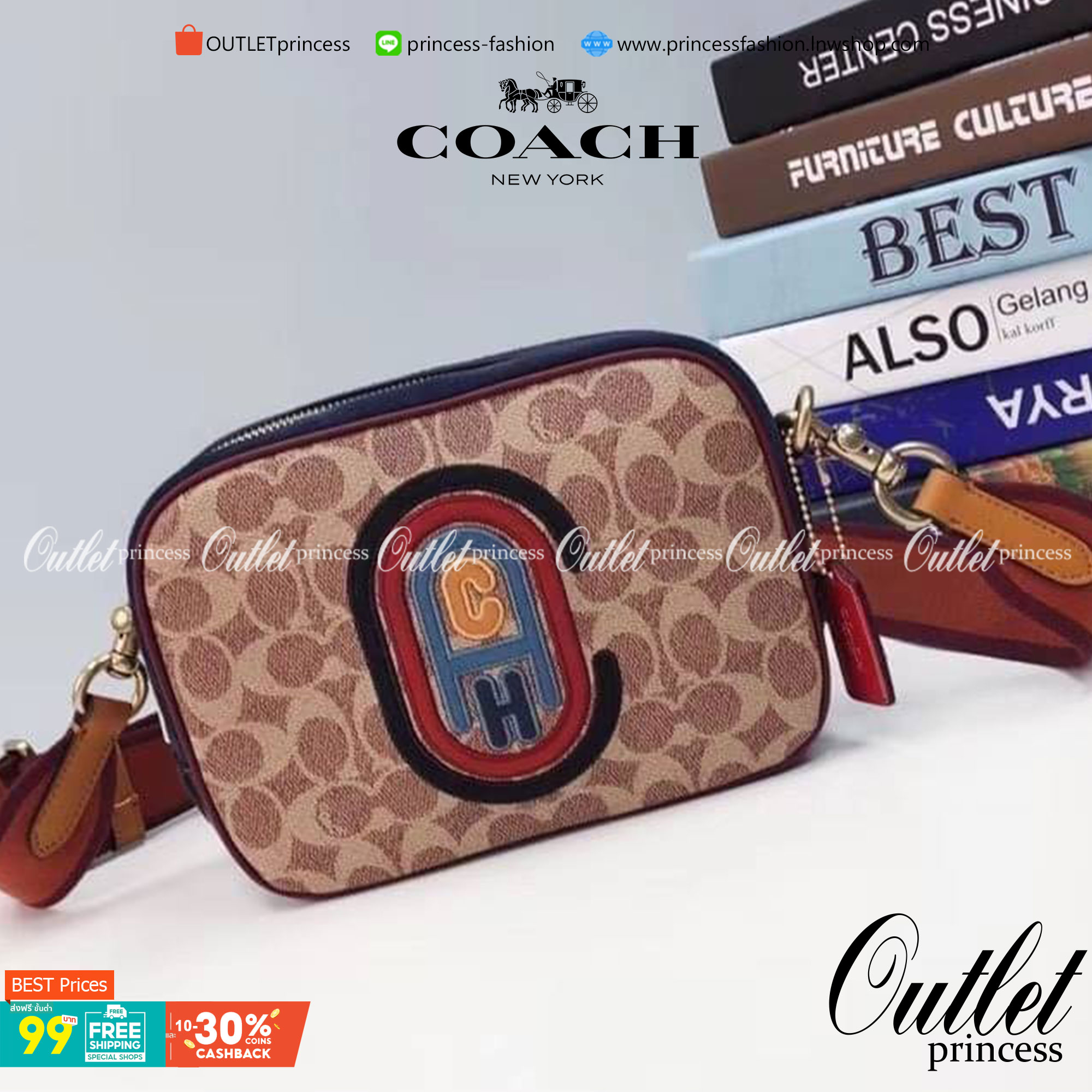 OUTLET 】COACH Camera Bag In Colorblock With Coach Patch (COACH F79278) 🍁หายากมากๆแล้วรุ่นนี้**จะถือ หรือสะพาย ได้ตามใจสั่ง //วัสดุหนังแท้เต็มใบ คุณภาพหนังดีมากๆ ปักโลโกตัวC ด้านหน้า ดูดีแบบไม่ซ้ำใคร //มาพร้อมสายสะพาย 2 สาย >>สายหนัง และสายสป