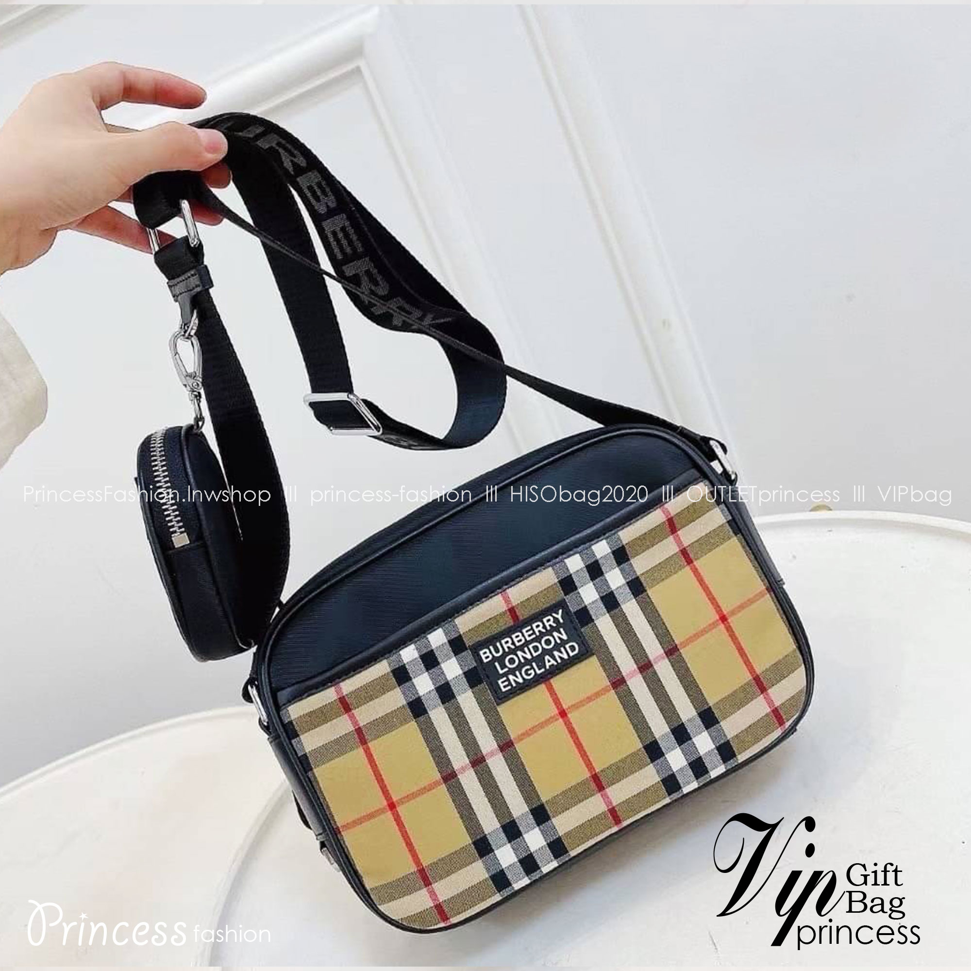 BURBERRY messenger bag 9" / Burberry Positively Conscious logo crossbody bag กระเป๋าสะพายไนลอนทรงเหลี่ยมน้ำหนักเบา ใช้ได้ทั้งชายหญิง ภายในโล่งกว้าง ขนาดกำลังดี