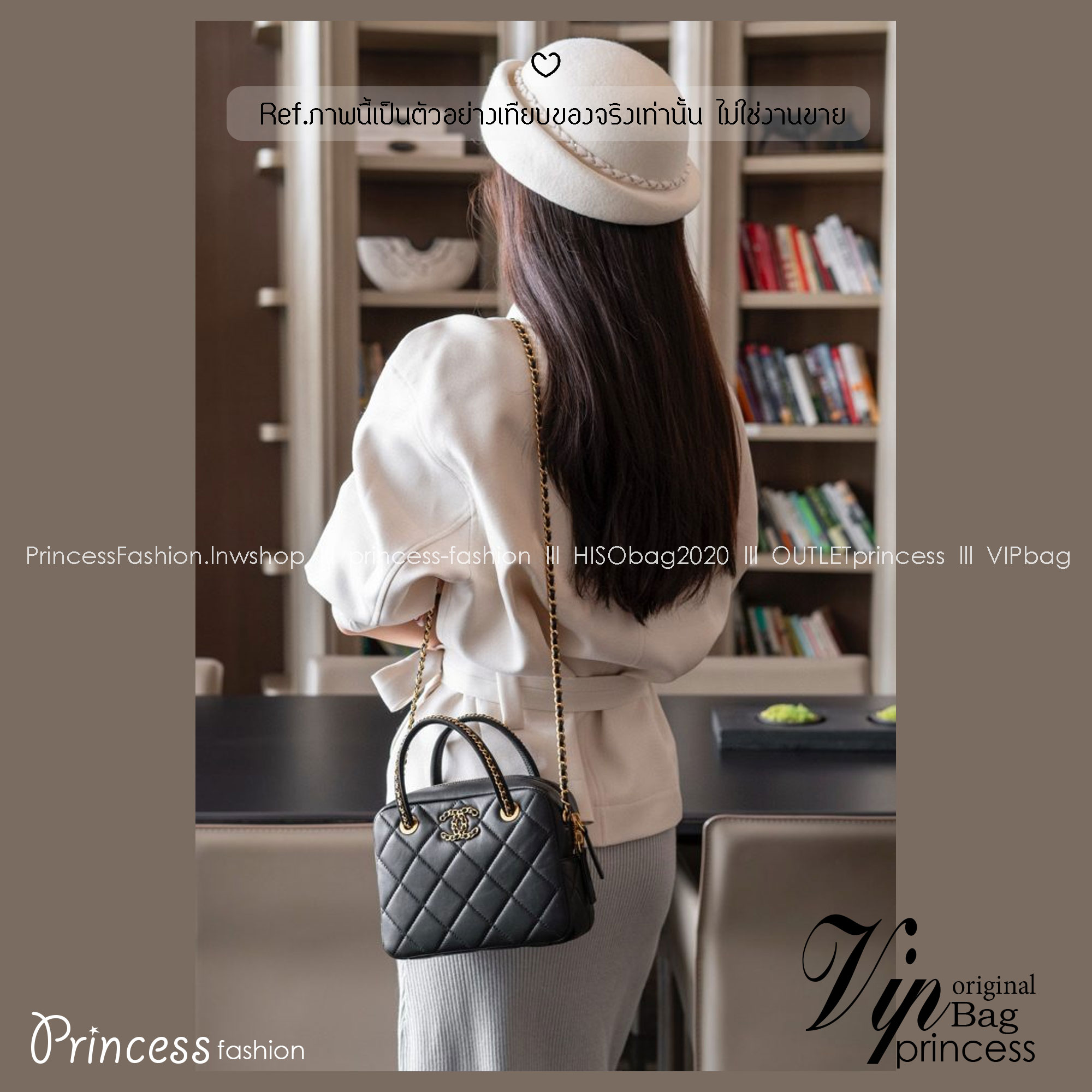 Chanel 25C Mini Bowling Bag กระเป๋าสะพายไซส์มินิน่ารักและสุดลัคชู หรูหราเกินเรื่อง โทนสีดำคลาสสิก พร้อมหูจับร้อยโซ่สีทอง ขนาดกำลังสวย รูปทรงคลาสสิคใช้งานได้สะดวก