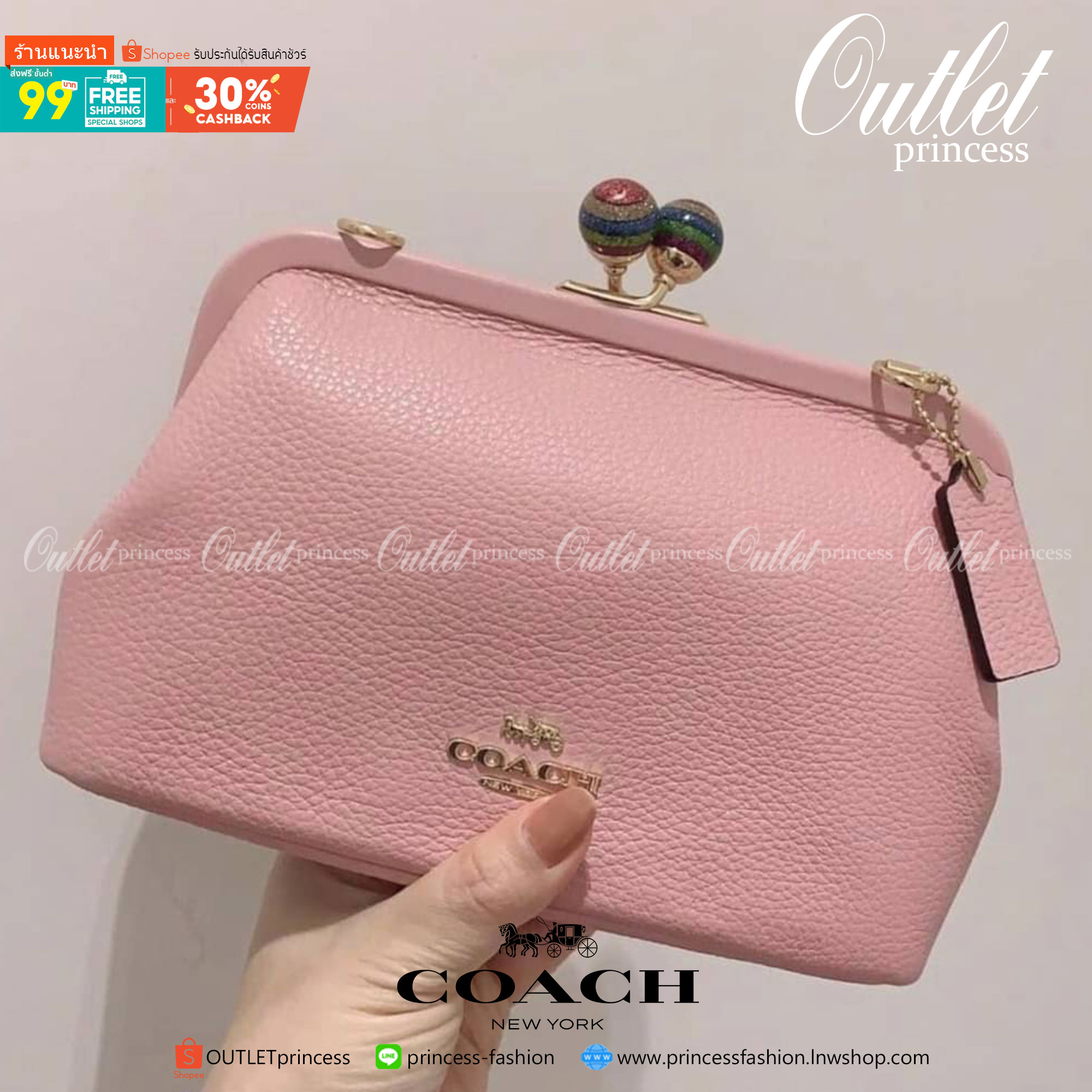 ของแท้ 💯% COACH NORA KISSLOCK CROSSBODY IN SIGNATURE CANVAS in Pink ครอสบอดี้รุ่นนี้ น่ารักมากค่ะ ขนาดกำลังน่ารักเลยค่ะ ลูกคุณมากๆ