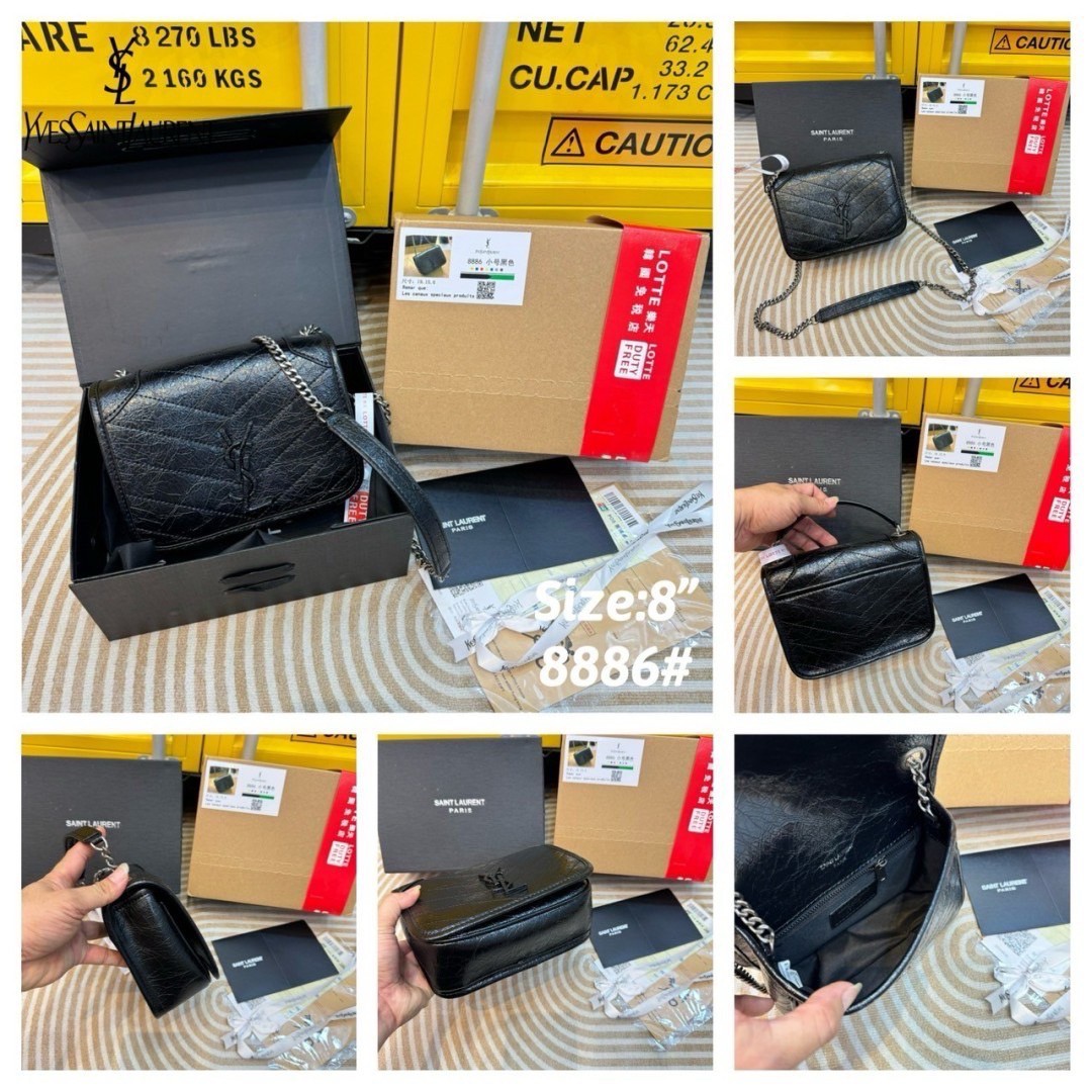 YSL Mini Niki Chain Bag กระเป๋าสะพายทรงคลาสสิคสุดฮอต ขนาดเล็กน่ารักใช้งานง่าย หนังยับลายวินเทจได้ลุคเท่ๆ คูลๆ