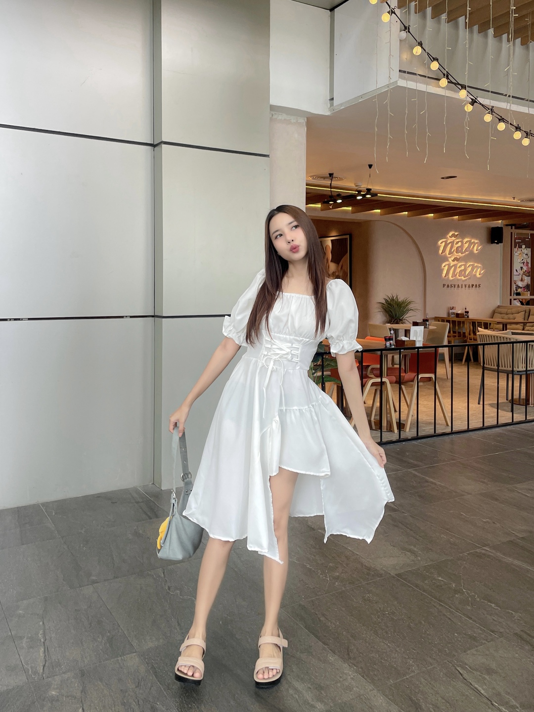 พร้อมส่ง 2 สี 🍋 Ivanna dress เดรสแขนสั้นตัวยาว (IN34209)
