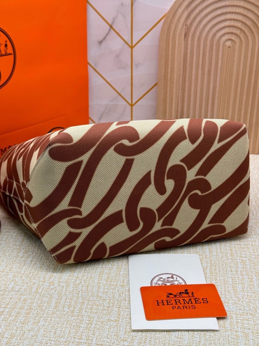 HERMES Steeple Tote Bag / H Steeple canvas tote bag 30cm กระเป๋าทรงโท้ทแคนวาสอย่างดี พิมพ์ลายคมชัด ลายใหม่สวยหรู เกรดออริ สลับแท้