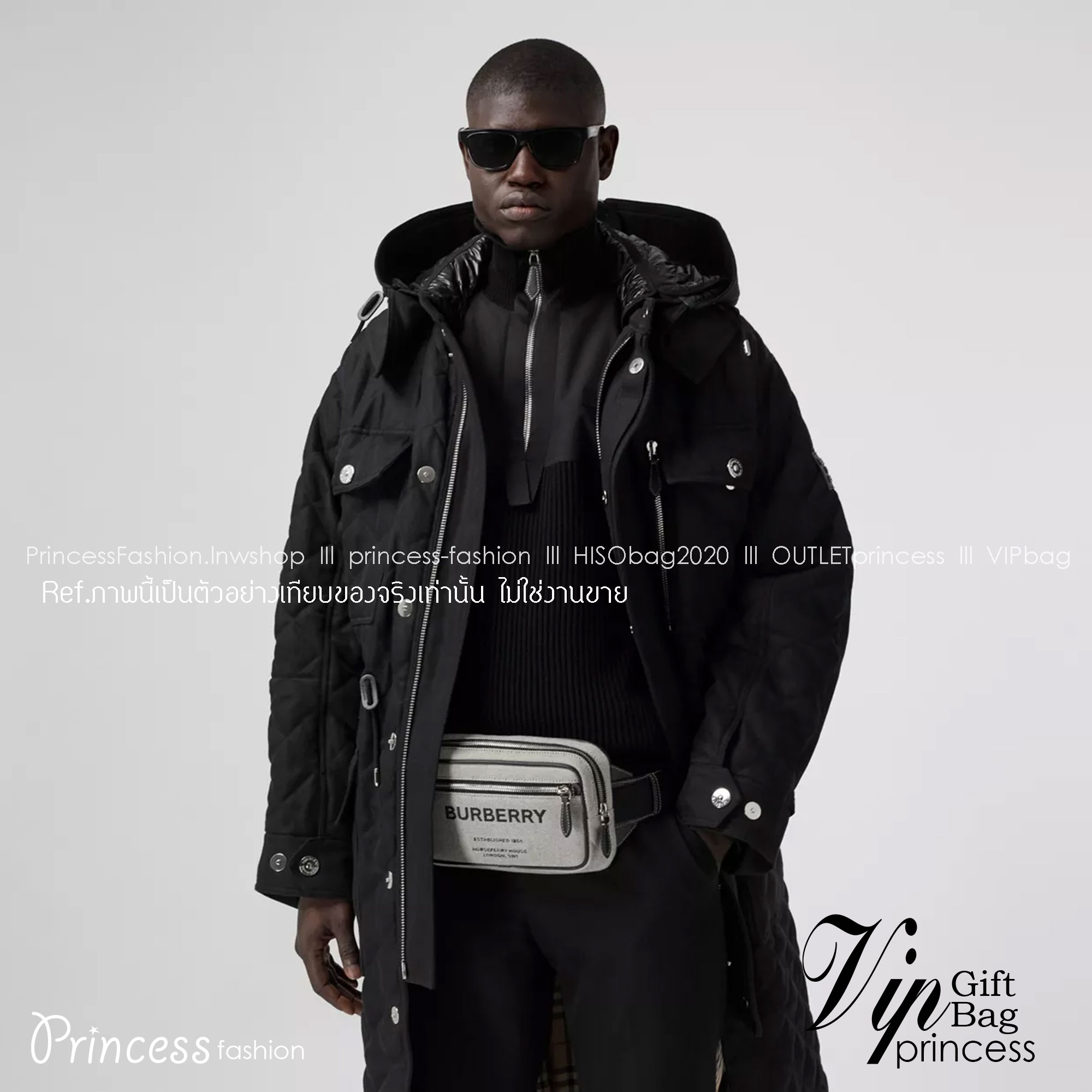 Burberry Canvas 'Horseferry' Bum Bag / BURBERRY CANVAS BELT BAG กระเป๋าทรงคาดอก คาดเอว อีกคอลเลคชั่นที่สามารถใช้ได้แบบ UNISEX วัสดุผ้าแคนวาสธรรมชาติ สกรีนโลโก้สีดำรอบใบ