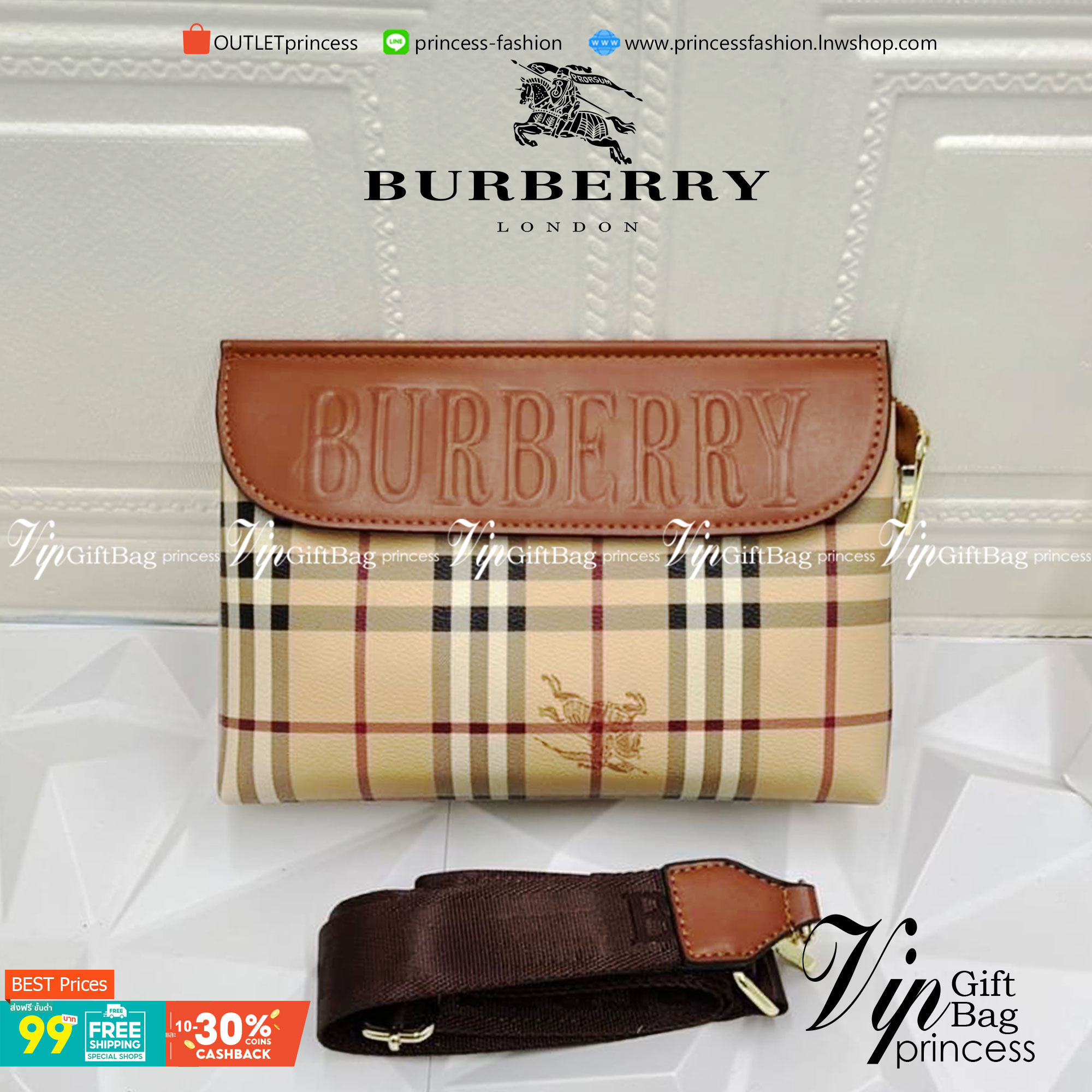 VIP 】BURBERRY CROSSBODY VINTAGE BAG กระเป๋าอยู่ทรงสวย สามารถใส่ของได้หลากหลาย จะถือเป็นครัชหรือสะพายก็ได้ มีสายสปอร์ตให้ด้วยนะคะ ใบเดียวใช้ได้ทุกโอกาส สาวๆต้องมีติดตู้ไว้เลยคะ