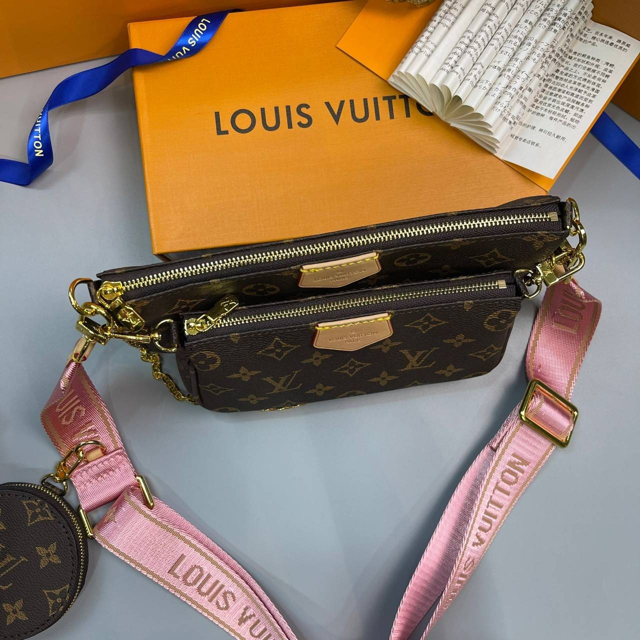 หนังแท้ LOUIS VUITTON MULTI-POCHETTE ACCESSOIRES Monogram 3in1 พร้อมส่งที่ไทย เกรดใช้งานต่างประเทศได้