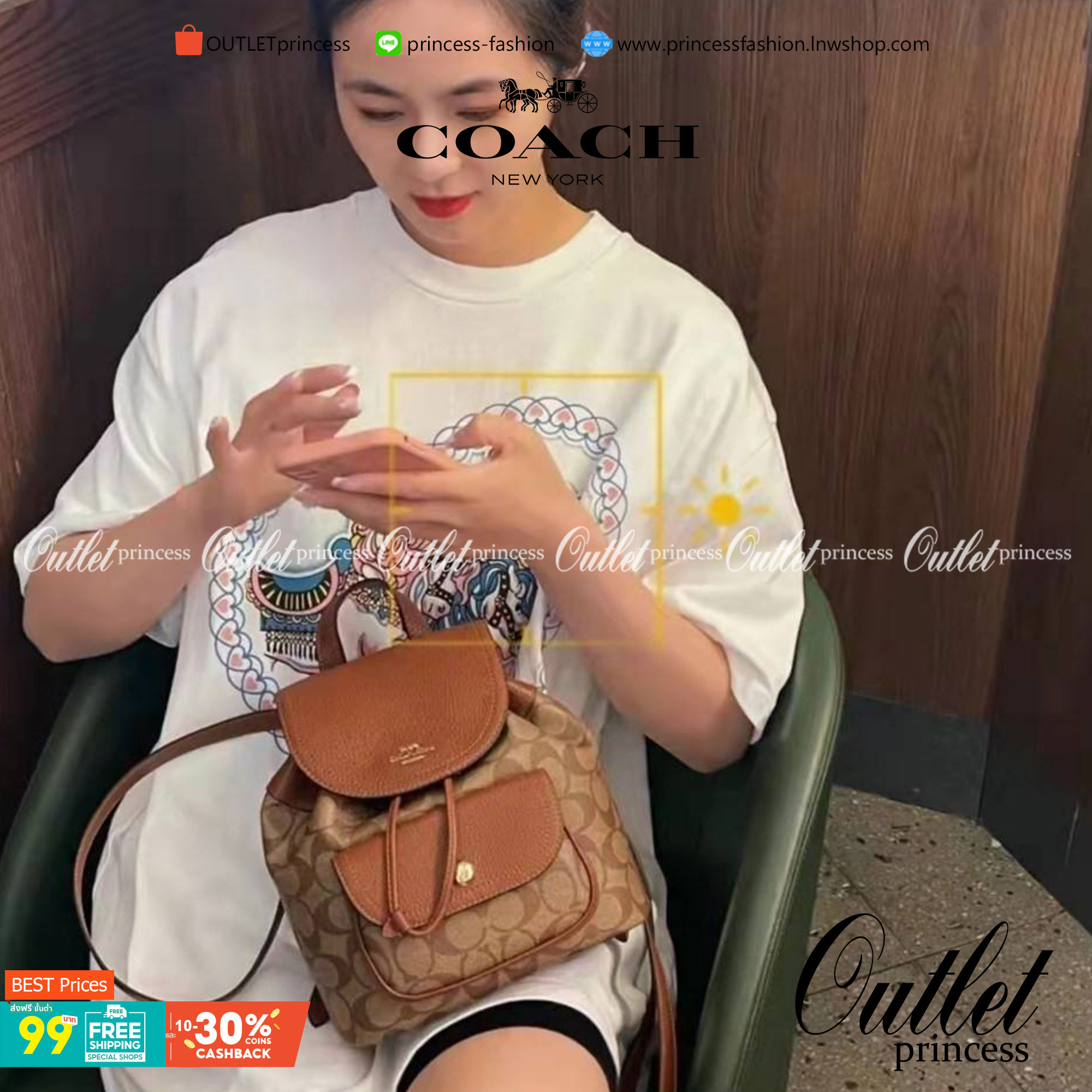 COACH PENNIE BACKPACK 22 IN SIGNATURE CANVAS(C4120) เป็นกระเป๋าอีกประเภทหนึ่งที่ Coach ผลิตและออกแบบได้อย่างมีเอกลักษณ์ สาว ๆ คนไหนที่ชอบพกของเยอะและต้องการกระเป๋าที่ให้ความคล่องตัว ทะมัดทะแมง ต้องเป็นกระเป๋าเป้แบบนี้เลยค่ะ แม้จะให้ลุคที่ทะมัดทะแมง แต่ก็ม