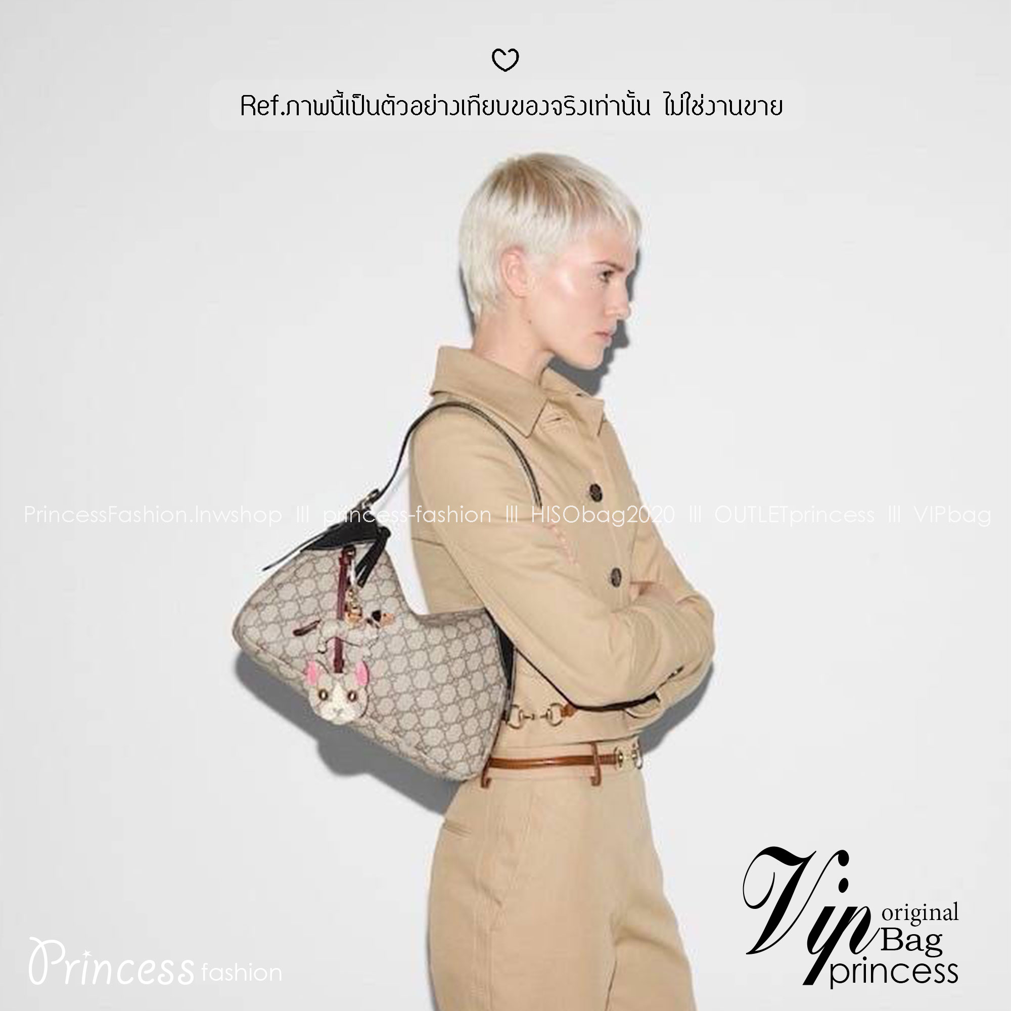 GUCCI GG Emblem medium shoulder bag กระเป๋าสะพายทรงใหม่สวยคลาสสิค เกรดหนังแท้ แคนวาสแท้ พิมพ์ลายคมชัด 🤍 เกรดออริจินอล สลับแท้