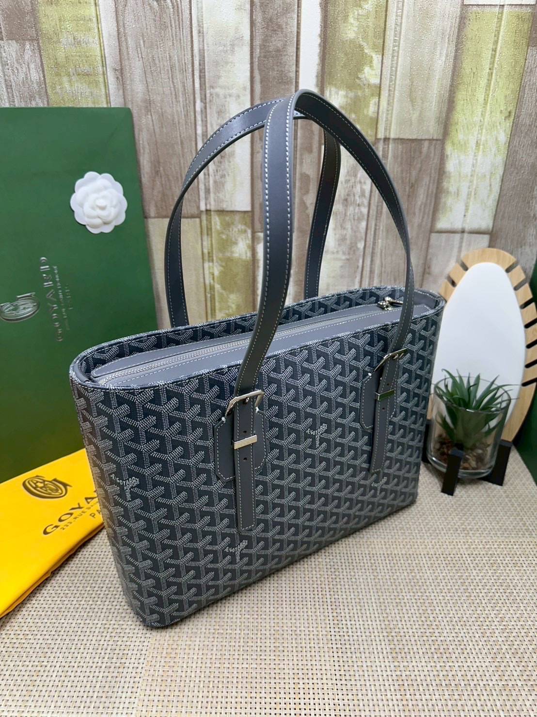 7 สี ORI หนังแท้ | GOYARD Goyardine Sac Marie Galante 35cm / Goyard Tote Bag กระเป๋าสะพายทรงโท้ท พร้อมหูจับใช้งานง่าย ภายในโล่งกว้าง หรูหราลงตัว