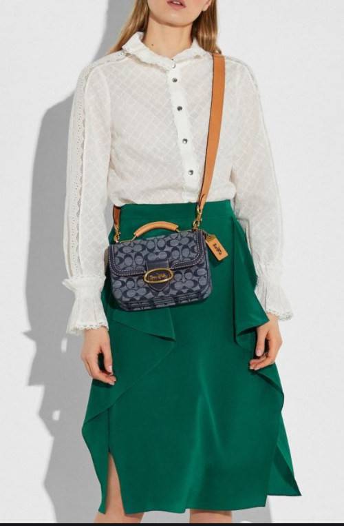 COACH RILEY TOP HANDLE 22 IN SIGNATURE CHAMBRAY