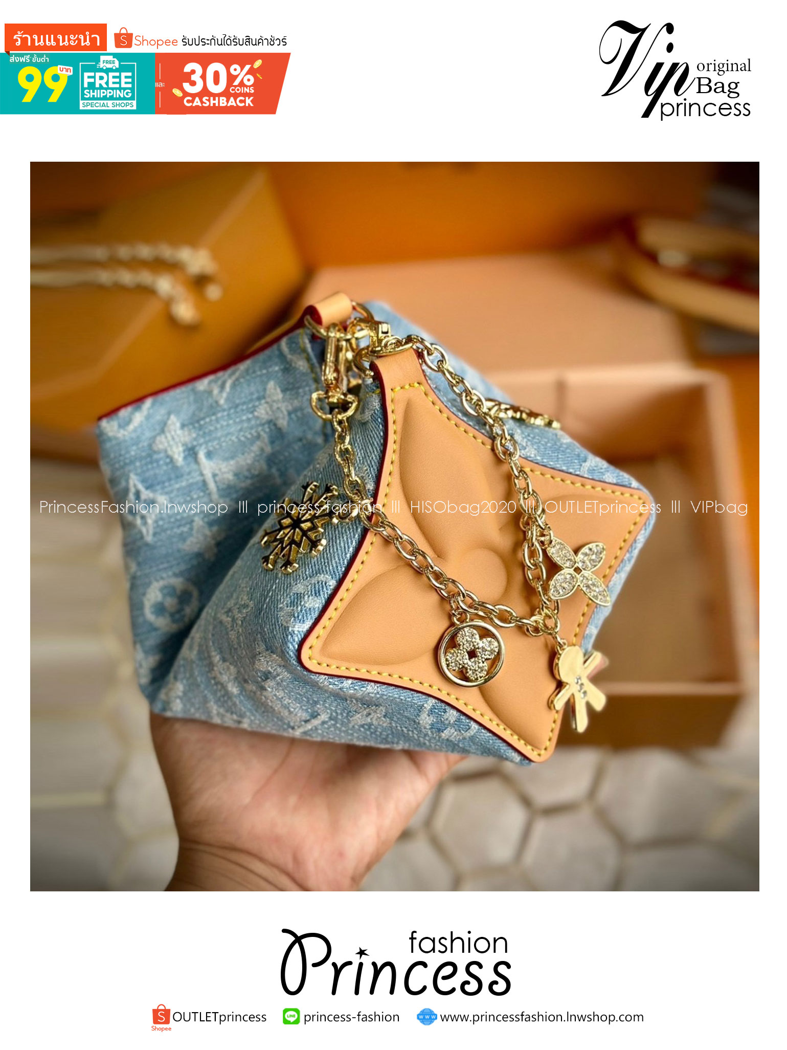 LV Bloom Pouch Monogram Flower coated canvas / Rose Jasmine / Banana / Denim กระเป๋าสะพายรุ่นใหม่ โดดเด่นด้วยรูปทรงทันสมัย Monogram Flower