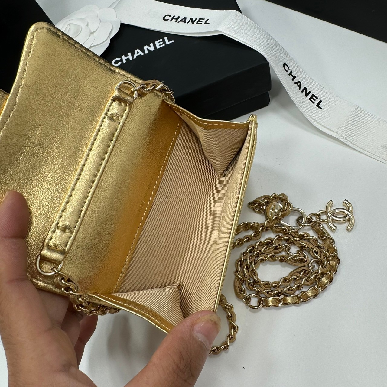 CHANEL mini wallet on chain crossbody กระเป๋าสตางค์พร้อมสายสะพายไซส์มินิ เกรดออริ 1:1 ใช้งานต่างประเทศได้ ภาพถ่ายจากงานขายจริง