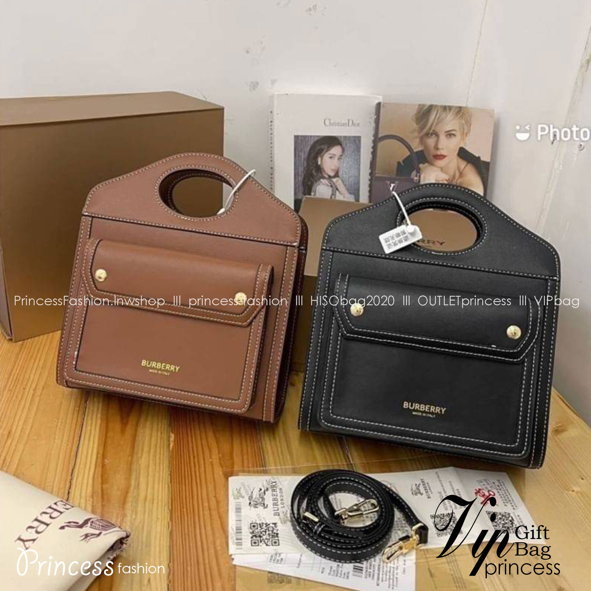 BURBERRY POCKET TOTE HANDBAG / BURBERRY FRAGRANCES CROSSBODY BAG ดีไซน์สวยหรูอยู่ทรง