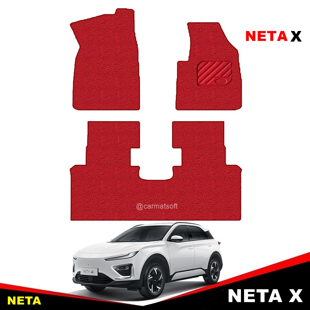 พรมดักฝุ่นไวนิล NETA X พรมดักฝุ่นในรถ เนต้า เอ็กซ์ สีแดง กันน้ำ กันฝุ่น สวยงาม เข้ารูป 3ชิ้น