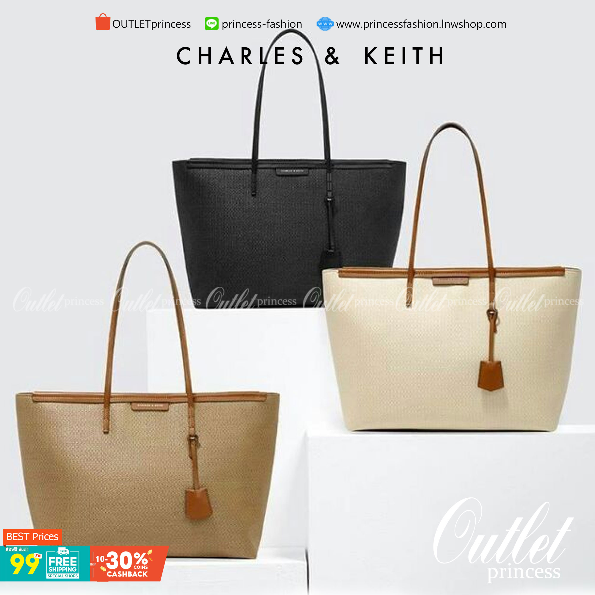 Charles & Keith Black Textured Tote Bag ฮอตฮิตตลอดกาลสำหรับรุ่นนี้ รุ่นยอดนิยม!! มากี่รอบกี่รอบก็ขายดี ใครไม่มีรุ่นนี้ติดตู้ไว้ถือว่าเชยมาก(!!) กระเป๋าสะพายทรง Shopping bag ใบใหญ่จุของได้ใจ น้ำหนักเบา โดดเด่นด้วย Textured วัสดุสานรอบใบ ตัดขอบหนัง สวยอยู่ท