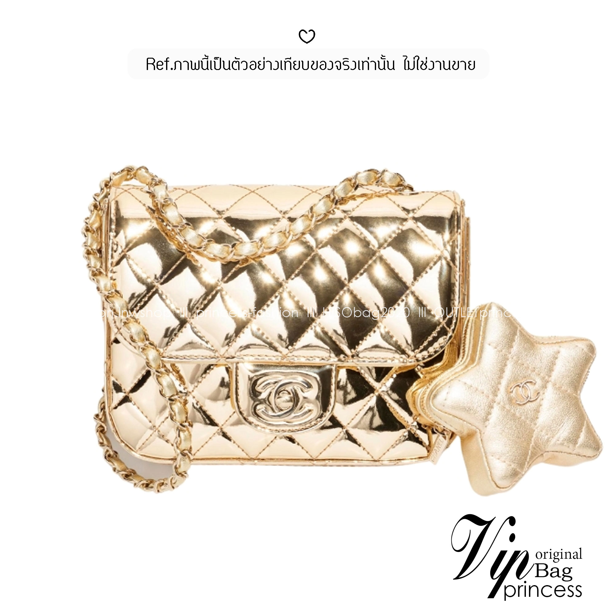 Chanel FLAP BAG & STAR COIN PURSE / CHANEL 24C Gold Metallic Mini Flap Bag กระเป๋าสะพายสีทองเงางามสุดหรู ผู้ดีสุด รวยสุดไปเลยค่า เกรดวีไอพี 1:1 เกรดดีสุด ผ่านทุก ตม ใช้งานต่างประเทศได้