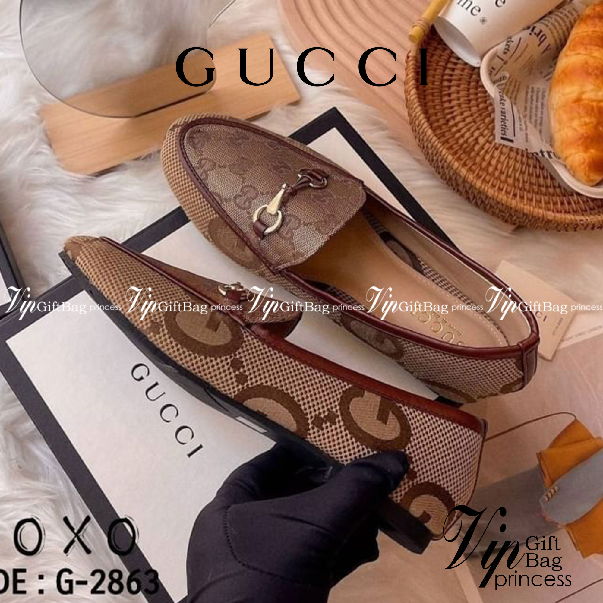 GUCCI รองเท้าคัชชู GG jumbo collection ใหม่ ล่าสุดปีนี้เลย ผ้าลายใหม่ ไม่เหมือนใคร งานชนช้อปค่ะ ปั้มแบรนด์ สวยมาก