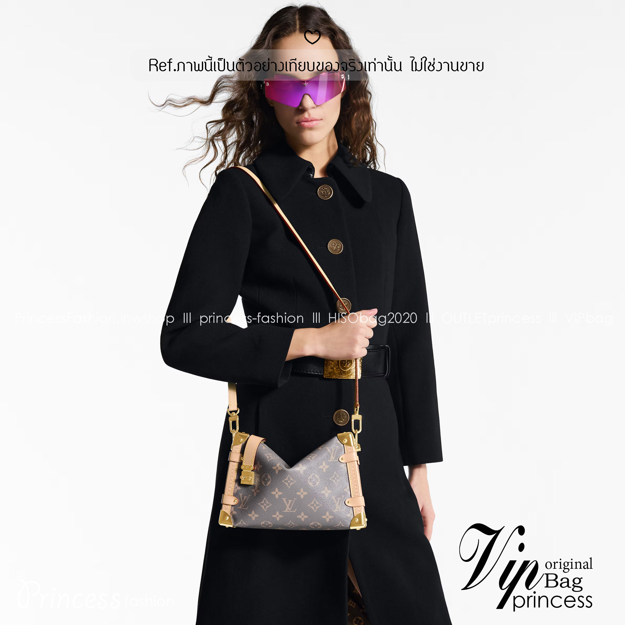 ORI หนังแท้ | LV Side Trunk MM Trianon Gray กระเป๋าสะพายทรงทรัรงค์ ด้วยโทนสีสไตล์ปารีเซียงอันหรูหราและรายละเอียดโทนสีทอง