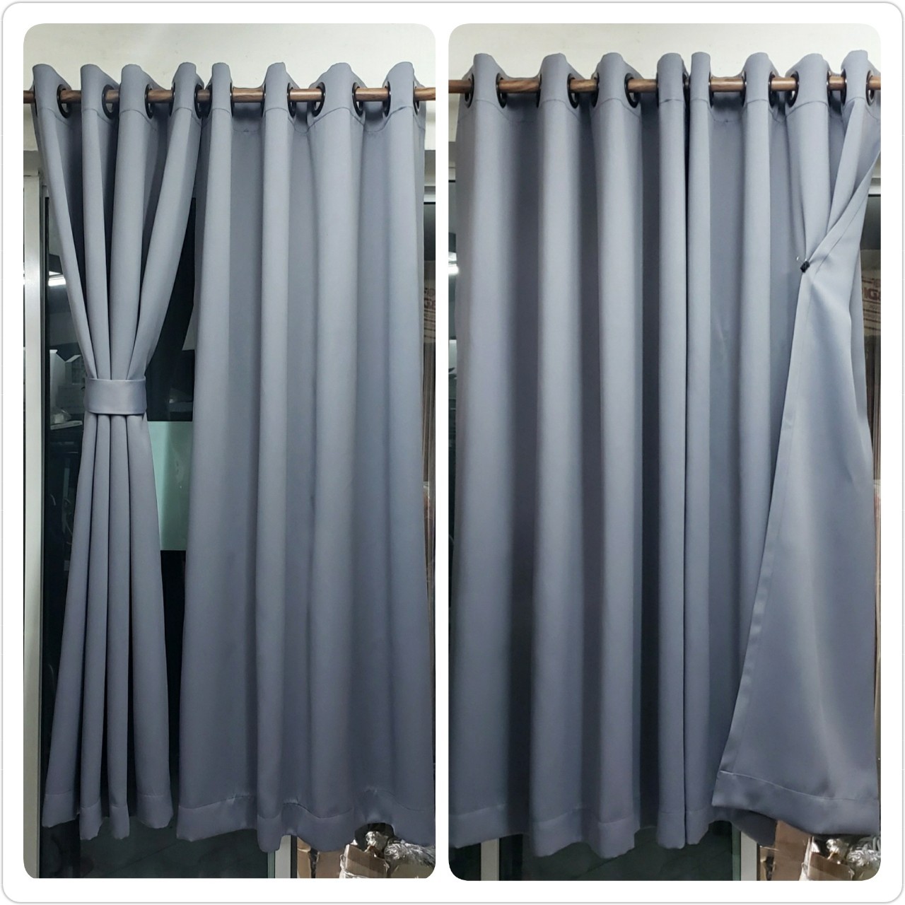 ผ้าม่าน กันแสงUV95% รุ่นโมเดิร์นเรียบ2 สีเทาเข้ม ก.270*ส.150ซม./ผืน สวยมากผ้าหนา (แถมสายรวบม่านและตะขอ)