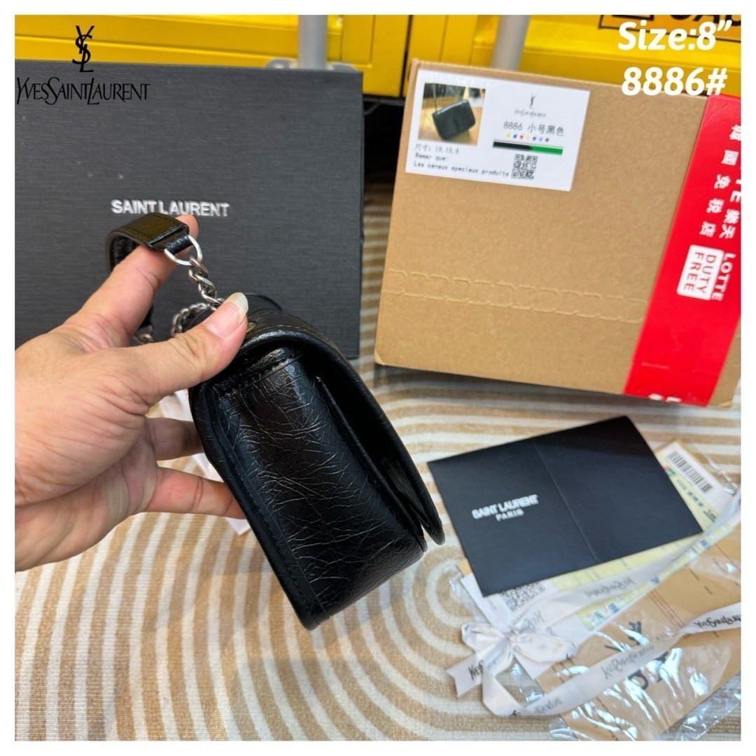 YSL Mini Niki Chain Bag กระเป๋าสะพายทรงคลาสสิคสุดฮอต ขนาดเล็กน่ารักใช้งานง่าย หนังยับลายวินเทจได้ลุคเท่ๆ คูลๆ