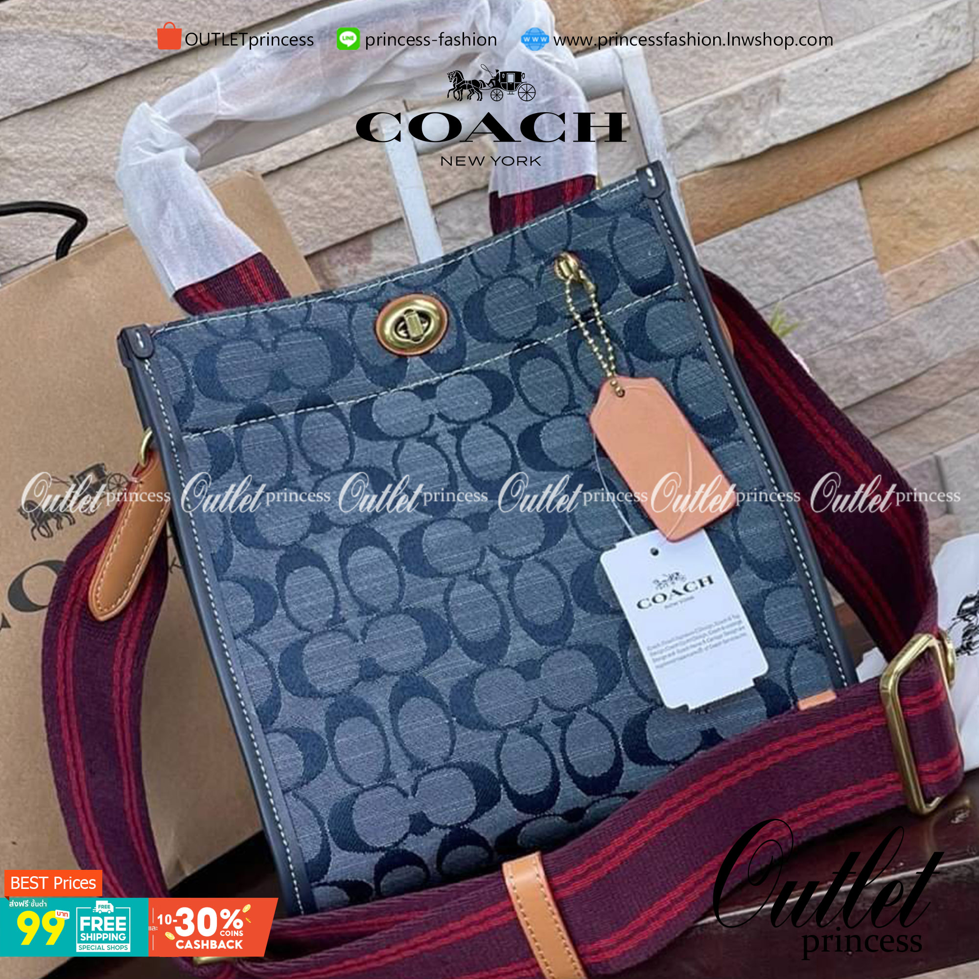 COACH Tote 22 In Signature Chambray หากคุณกำลังมองหากระเป๋าที่มีดีไซน์แปลกตา ไม่ค่อยเหมือนที่พบเห็นทั่วไป