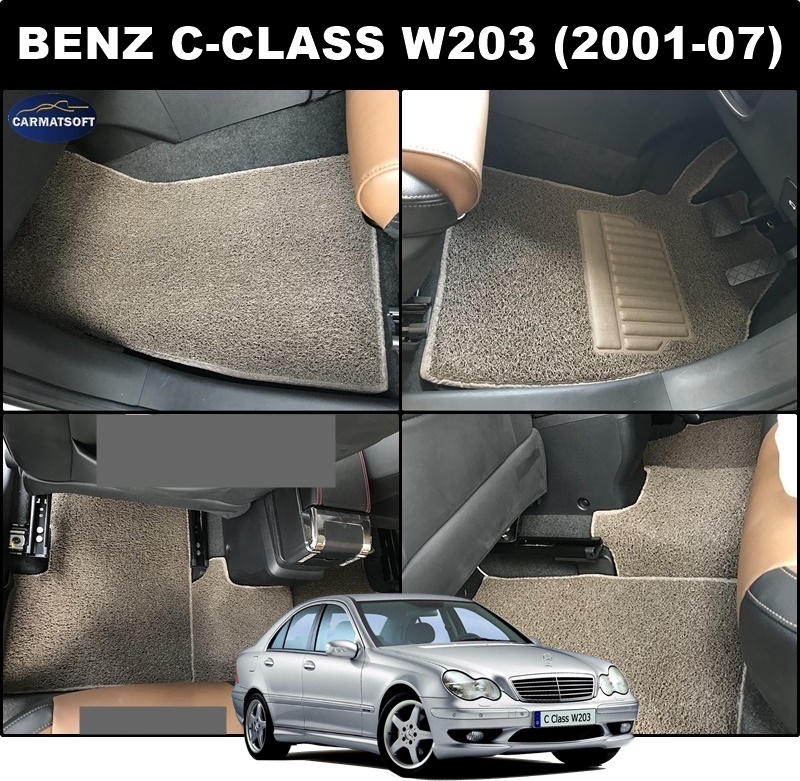 พรมดักฝุ่นไวนิล BENZ C-CLASS W203 (2001-07) พรมดักฝุ่นเกรดA ใยหนานุ่มพิเศษ เข้ารูป