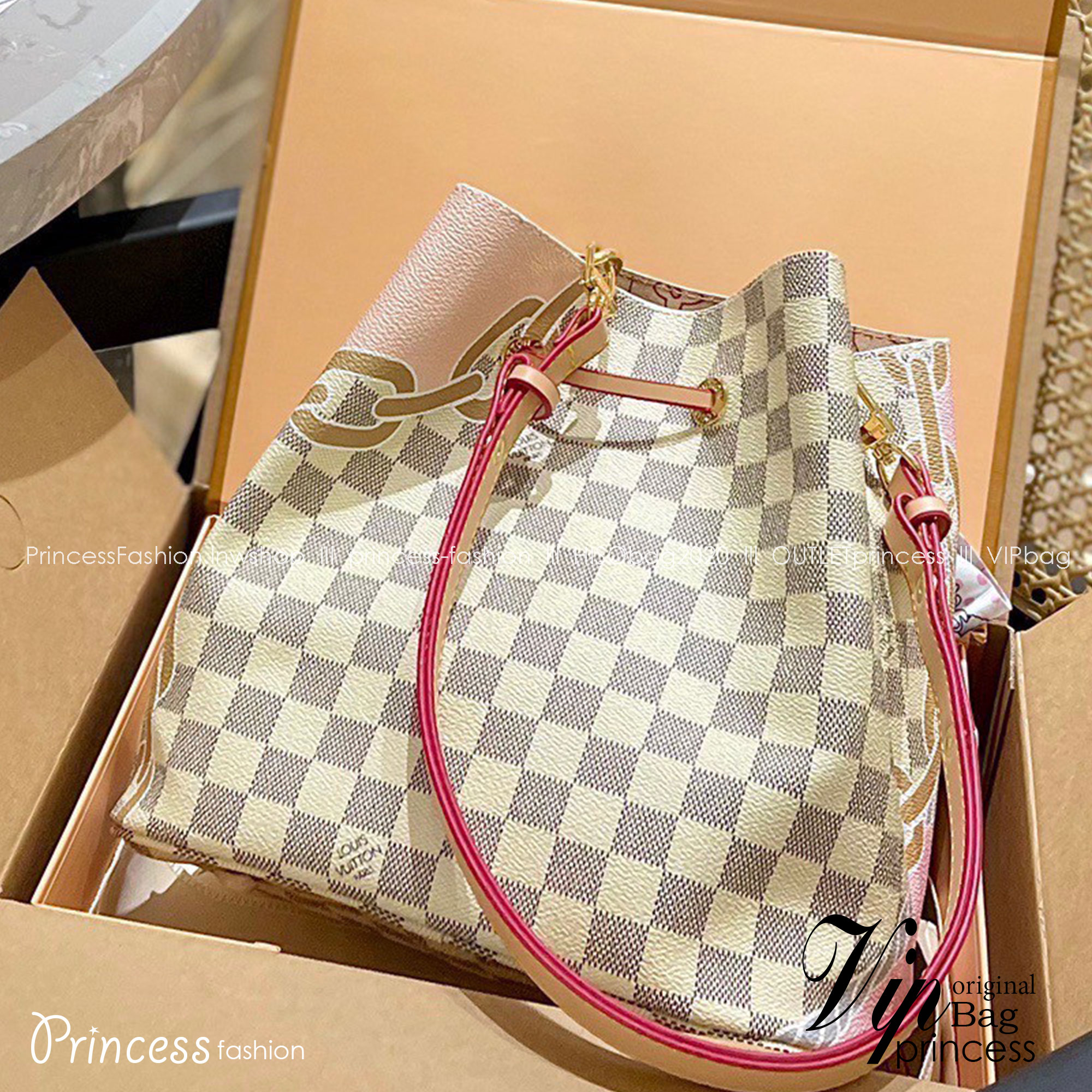 LV Neonoe MM Damier Azur New Spring Collection - Nautical / LV neoneo with nautical print อีกหนึ่งรุ่นท็อปฮิต กับดีไซน์ใหม่ต้อนรับฤดูร้อน กับกระเป๋าสะพายทรงบัคเก็ตใบใหญ่
