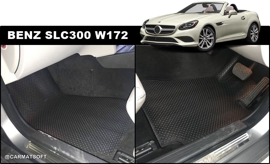 ยางปูพื้นรถยนต์ BENZ SLC300 R172 พรมกระดุมเม็ดเล็ก สีดำ เข้ารูป ตรงรุ่นรถ (2ชิ้น)