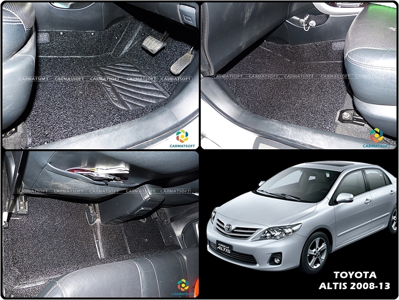 พรมดักฝุ่นไวนิลTOYOTA ALTIS ปี2008-2013 พรมไวนิลอัลติส รีดขอบ สีดำ เต็มคัน