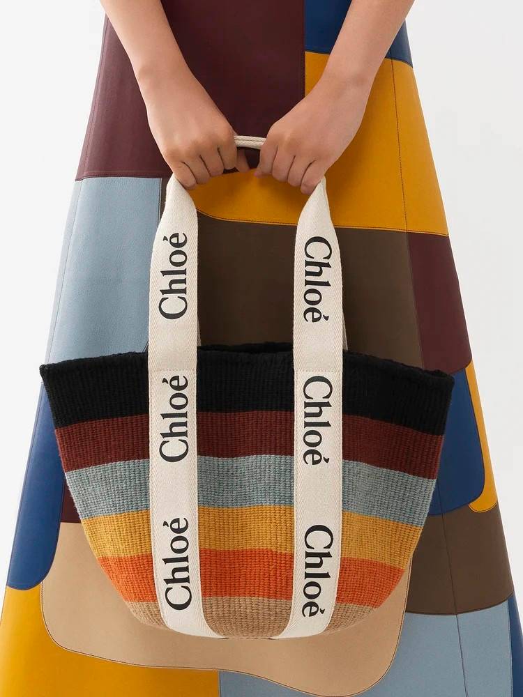 CHLOE LARGE WOODY BASKET Multicolor กระเป๋าสะพายสานทรงตะกร้า ยอดฮิตติดลมของแบรนด์ ด้วยวัสดุสังเคราห์จากธรรมชาติ สานทอเต็มใบออกมาเป็นลวดลายสวยงาม