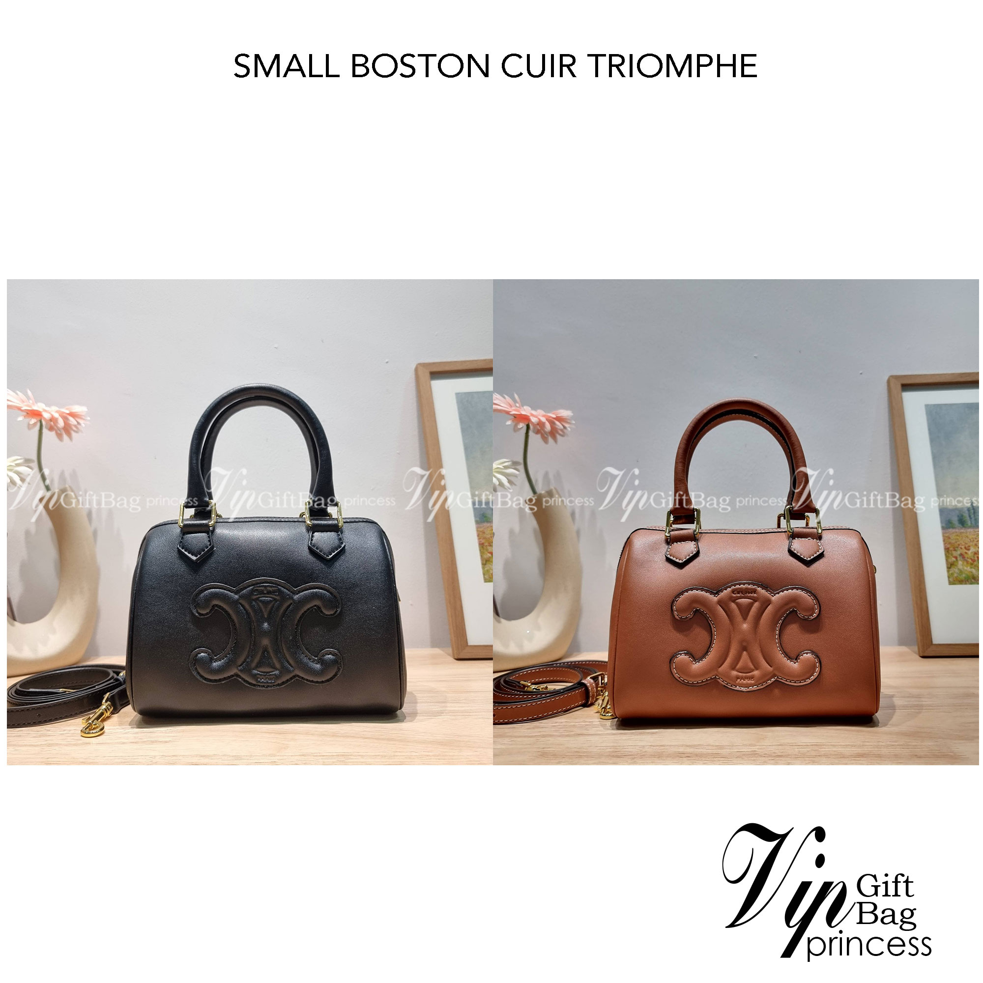 CELINE SMALL BOSTON CUIR TRIOMPHE IN SMOOTH LEATHER ฮิตมากกับสุดยอดความคลาสสิค ในรูปทรงสวย กับกระเป๋าสะพายทรงหมอน กะทัดรัด ขนาดกำลังดี ใช้งานสะดวก วัสดุหนังผิวเรียบ สวยคม