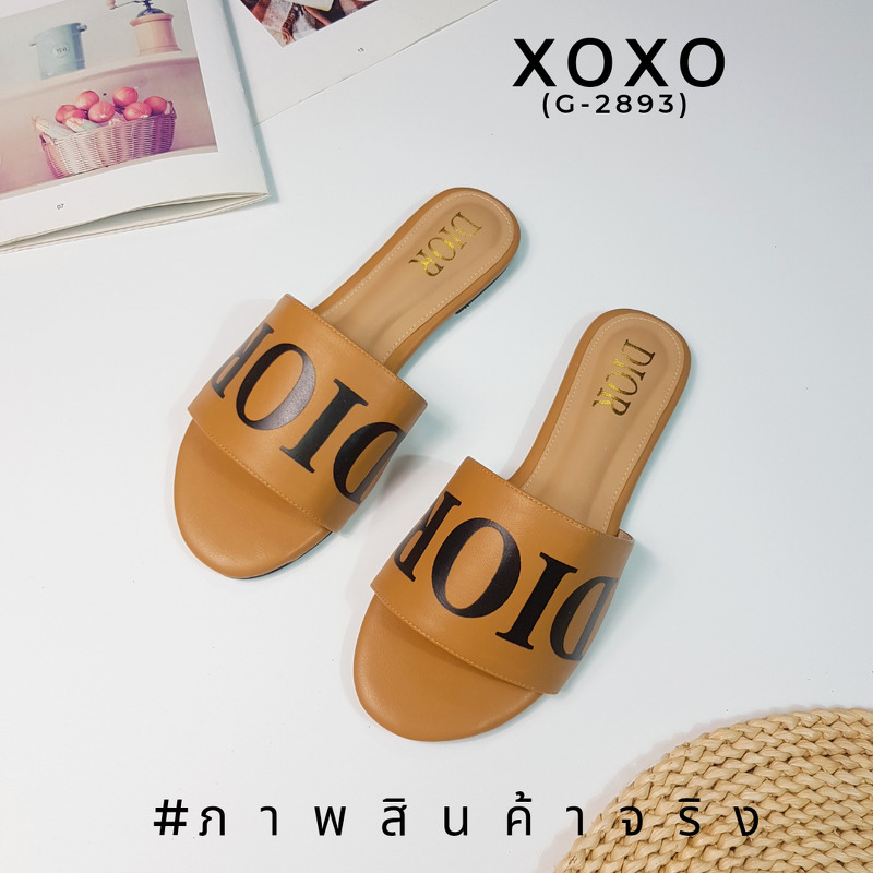 Dior รองเท้าแตะงาน สกรีน แบรนด์ เรียบ หรู แมทส์ชุดง่าย ย้ำหนักเบา วัสดุ หนัง PU