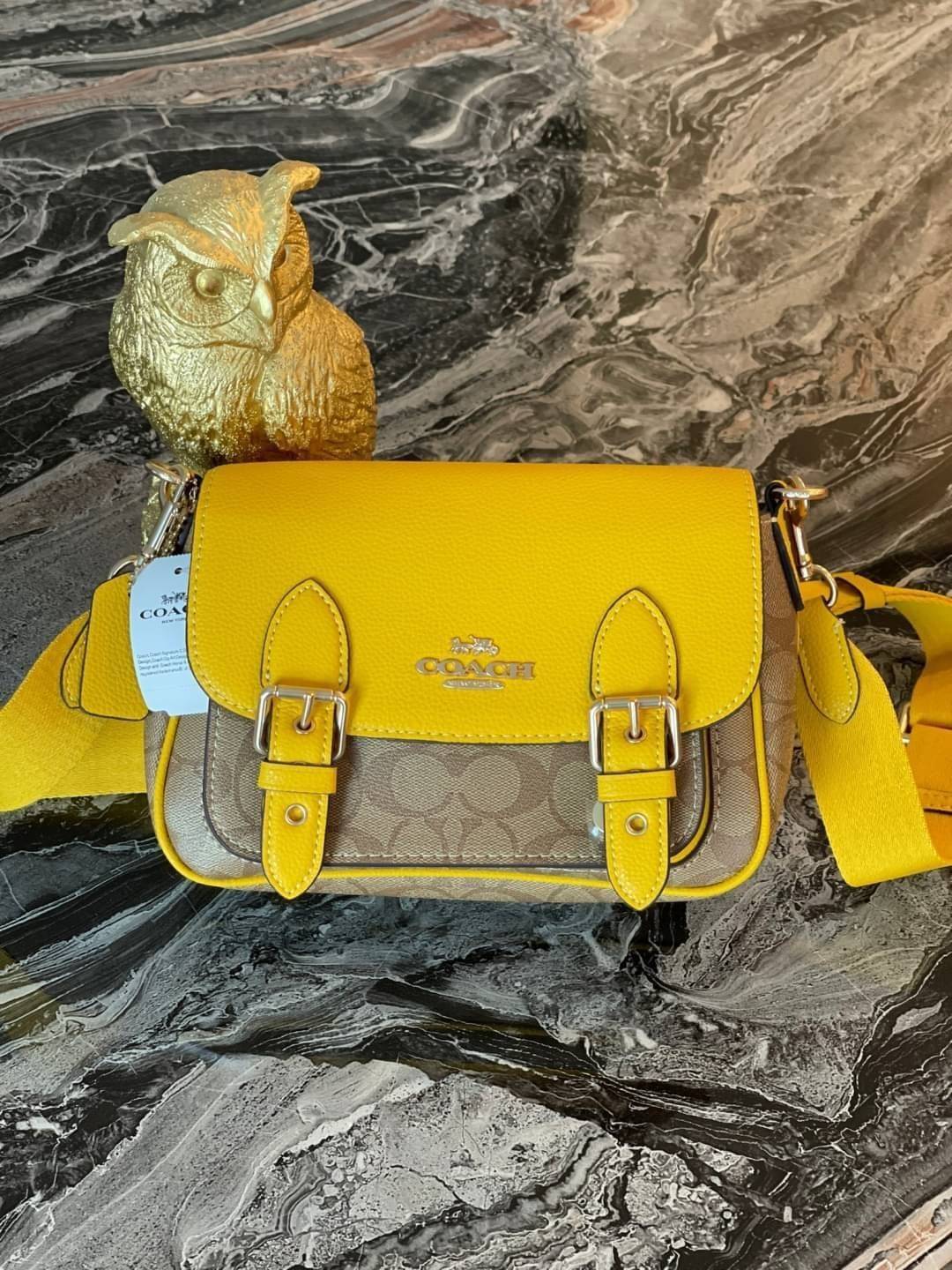 COACH Lucy Crossbody กระเป๋าใบนี้ขนาดกะทัดรัดกำลังดี เพียงพอสำหรับใส่ของจำเป็นที่ต้องการพกติดตัว ที่สำคัญใช้งานง่ายสามารถหยิบของได้สะดวกรวดเร็ว วัสดุผ้าใบเคลือบซิกเนเจอร์และหนังกรวดละเอียด ด้านในมีซิปและกระเป๋าอเนกประสงค์ ปิดสแน็ปอิน กระเป๋าแบบเปิดด้านนอก