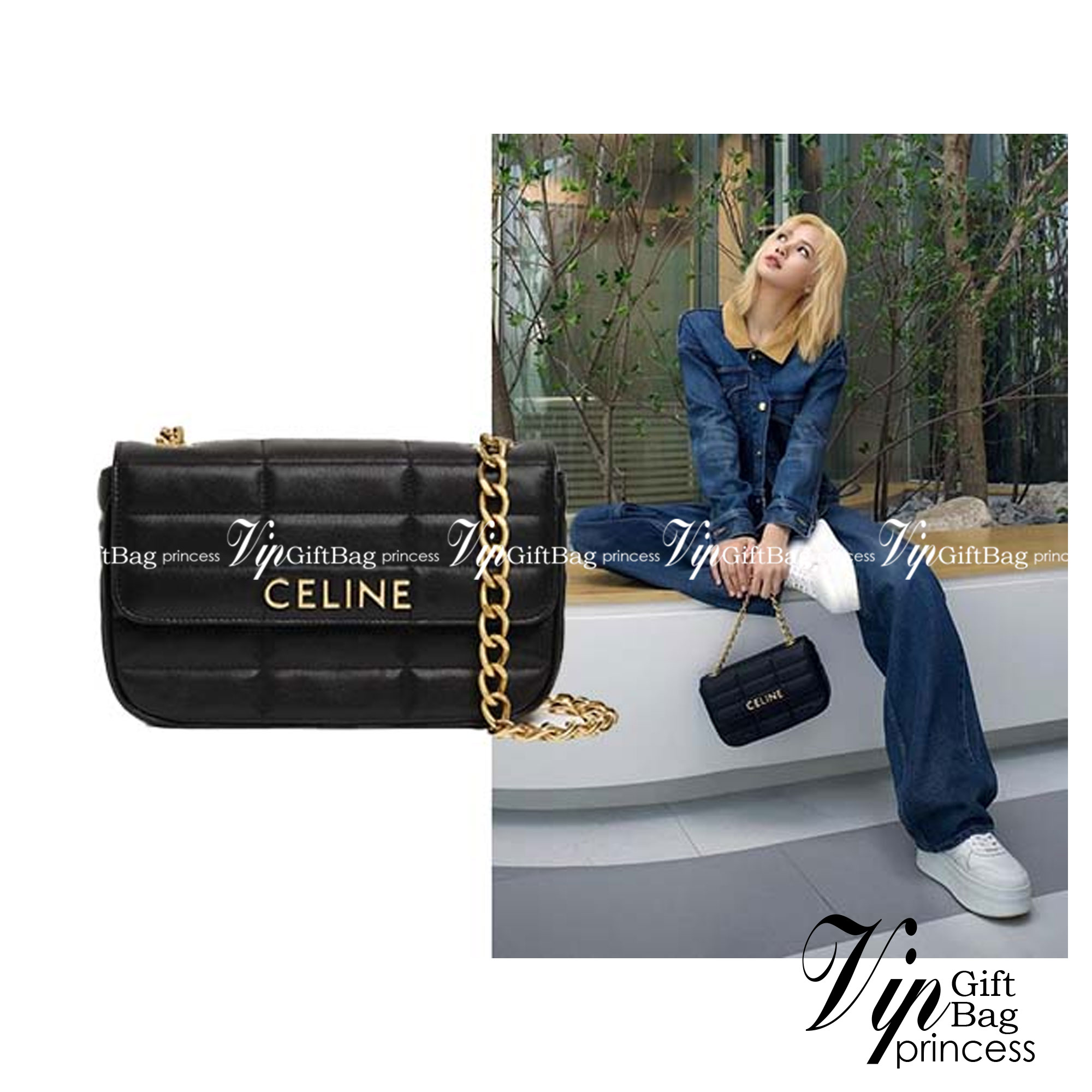 CELINE CHAIN SHOULDER BAG MATELASSE MONOCHROME CELINE in Quilted Goatskin กระเป๋าเทรนด์กระเป๋าสุดฮอตแต่ยังคงความคลาสสิก